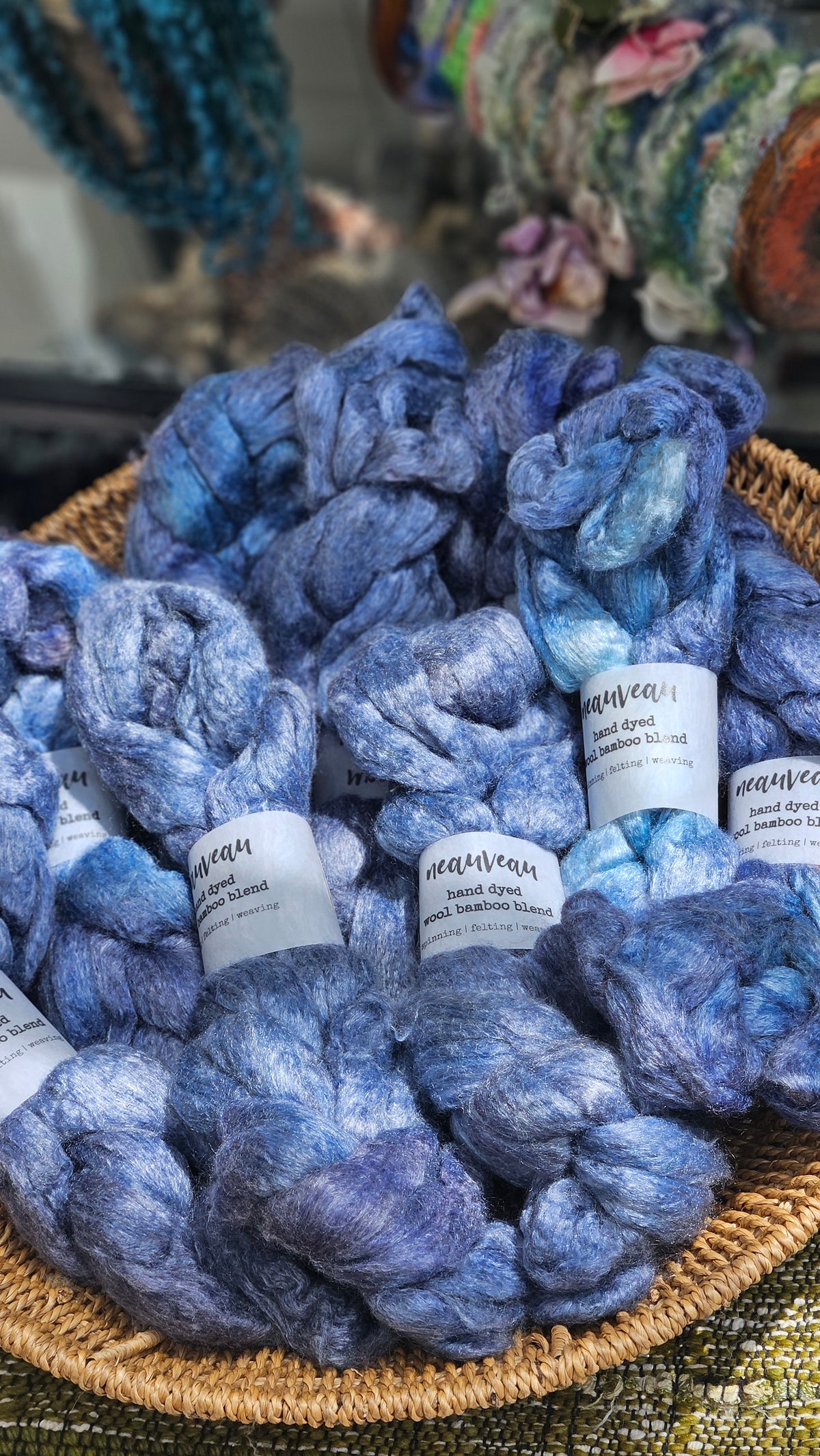 Midnight Pearl - wool bamboo roving for felting and blending - 2 ounces | 57 grams
