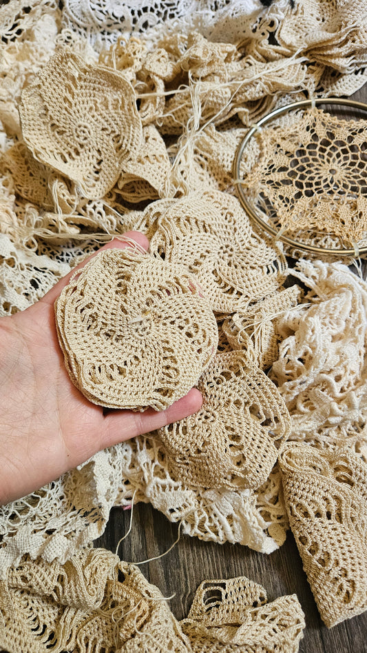 .85 pounds Antique Handmade Crochet Lace Destash