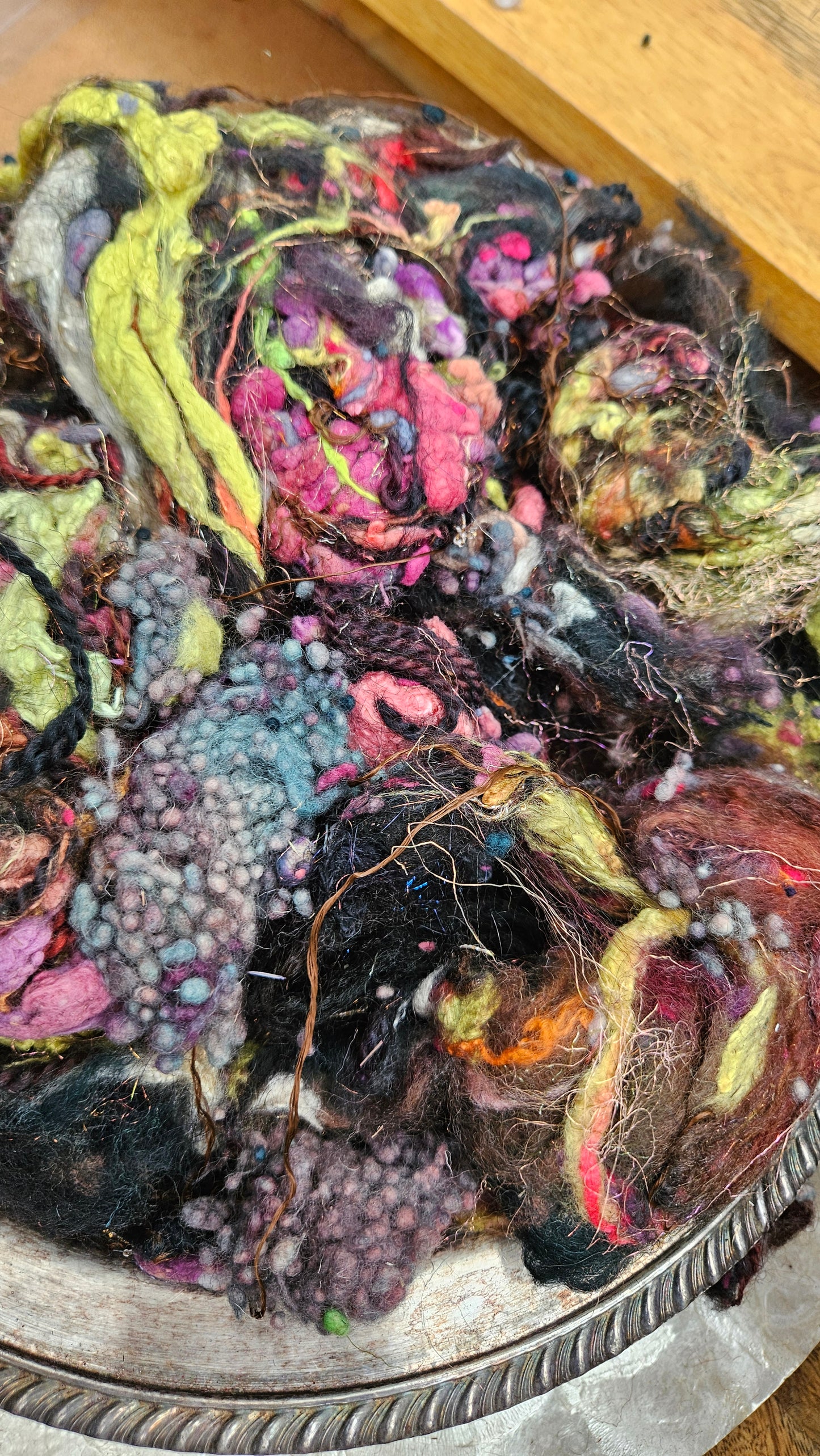 FIRST LIGHT - Hand-Dyed Alpaca Bamboo Texture Blend for art yarn embellishing, texture blending, felting, mixed media, and fiber art - 4 ounces | 114 grams