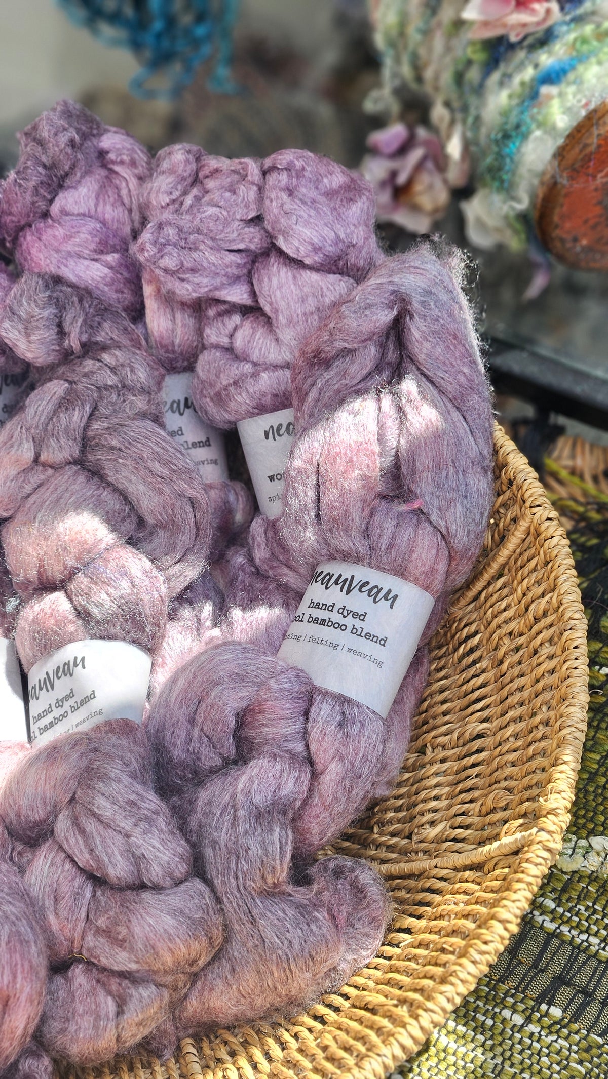 Mulberry Pearl - wool bamboo roving for felting and blending - 2 ounces | 57 grams