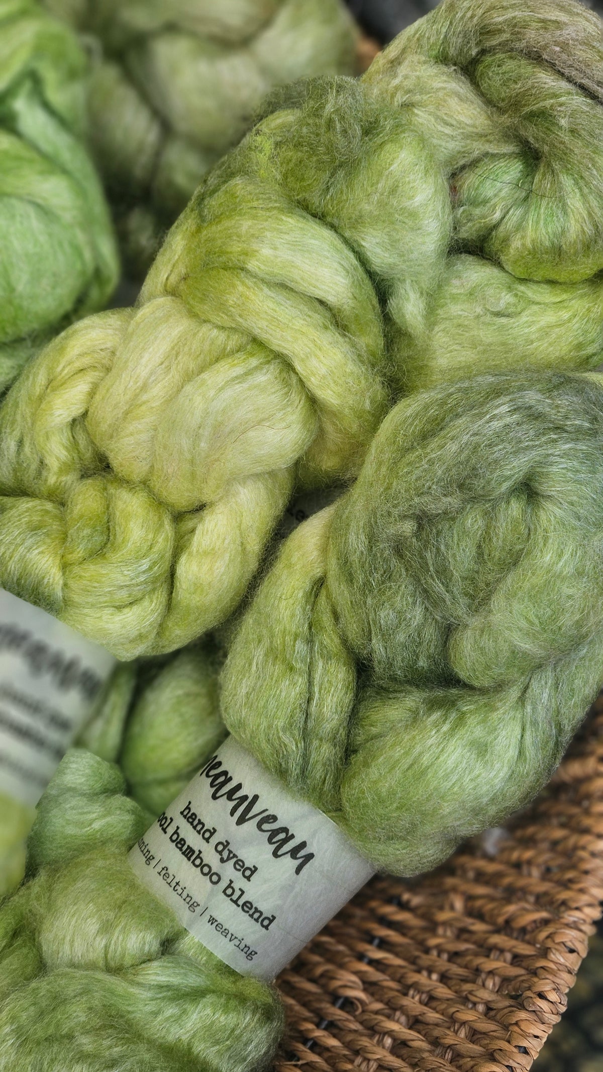 Matcha Pearl - wool bamboo roving for felting and blending - 2 ounces | 57 grams