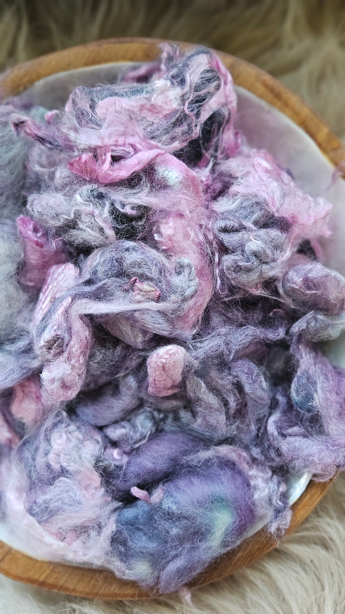 Fig Pudding - hand-dyed fine wool and silky bamboo mill ends - 5 oz |  142 g