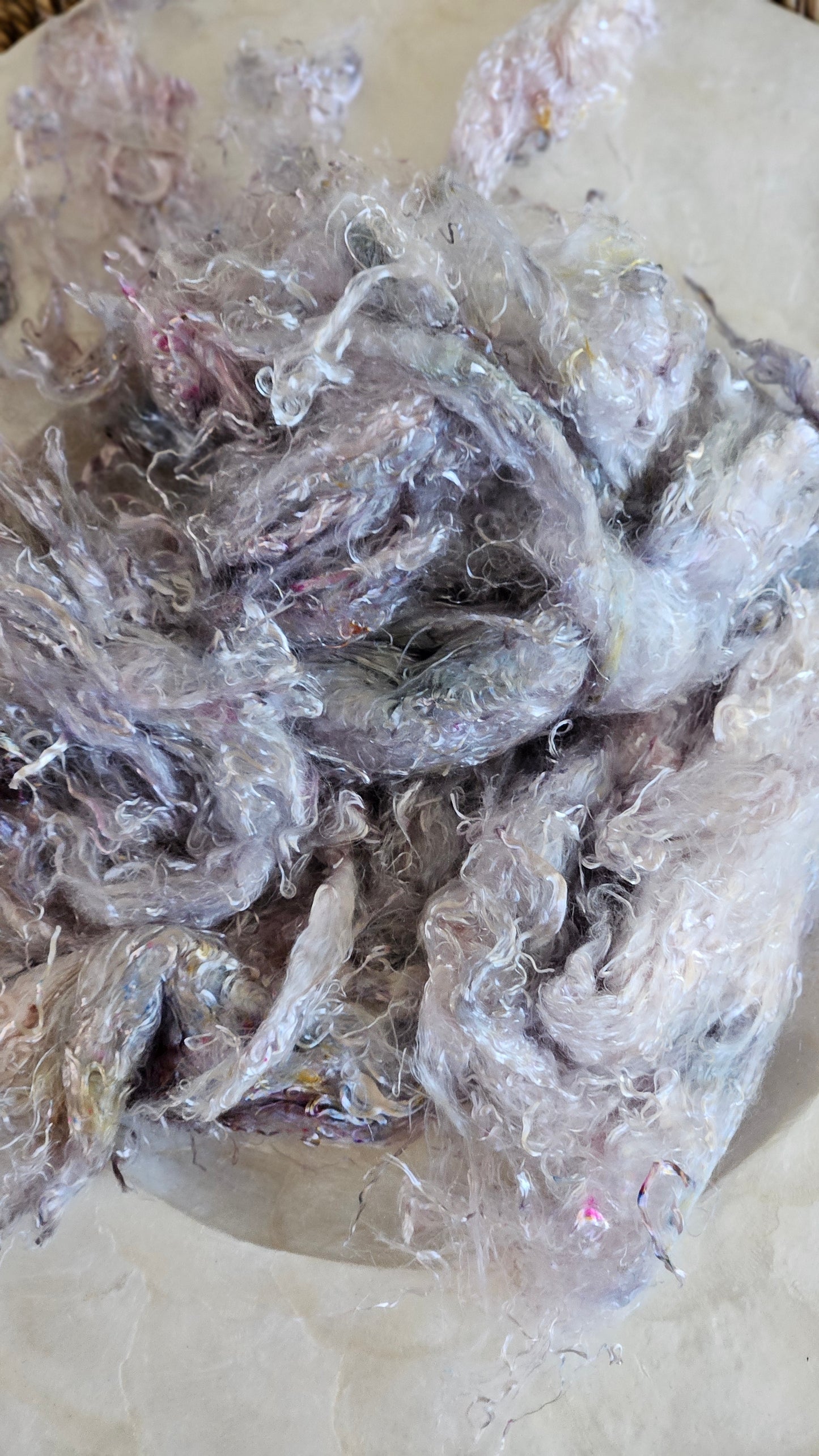 MARBLE - hand-dyed eucalyptus crimp faux-silk for art yarn embellishing, fiber blending, felting, and papermaking - 2 oz | 57 g