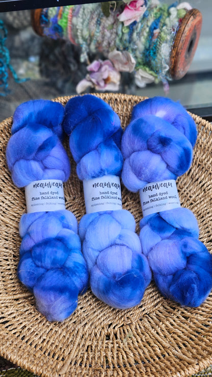 Biscayne - hand dyed fine wool roving for felting and blending - 2 ounces | 57 grams