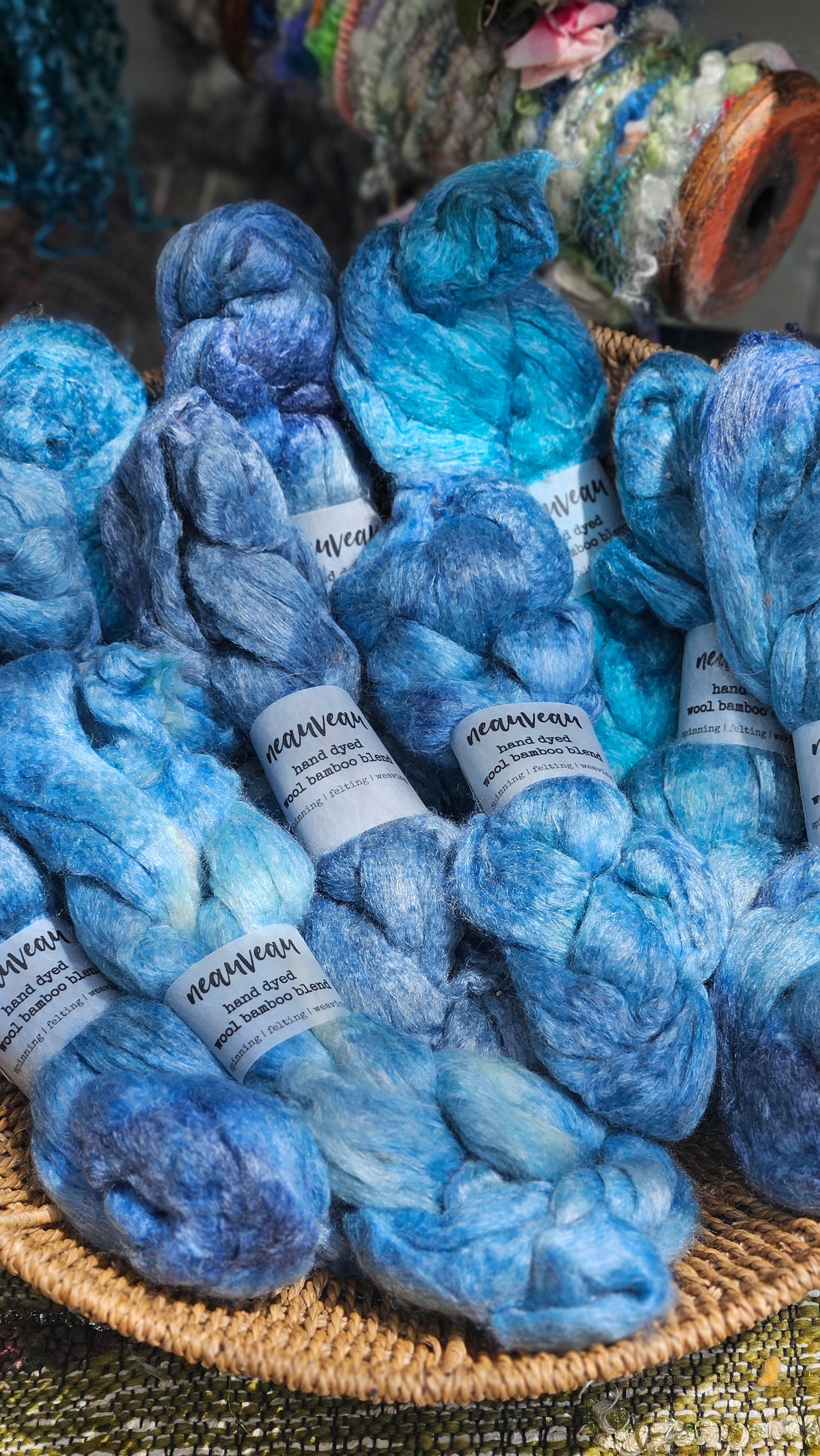 Ocean Pearl - wool bamboo roving for felting and blending - 2 ounces | 57 grams