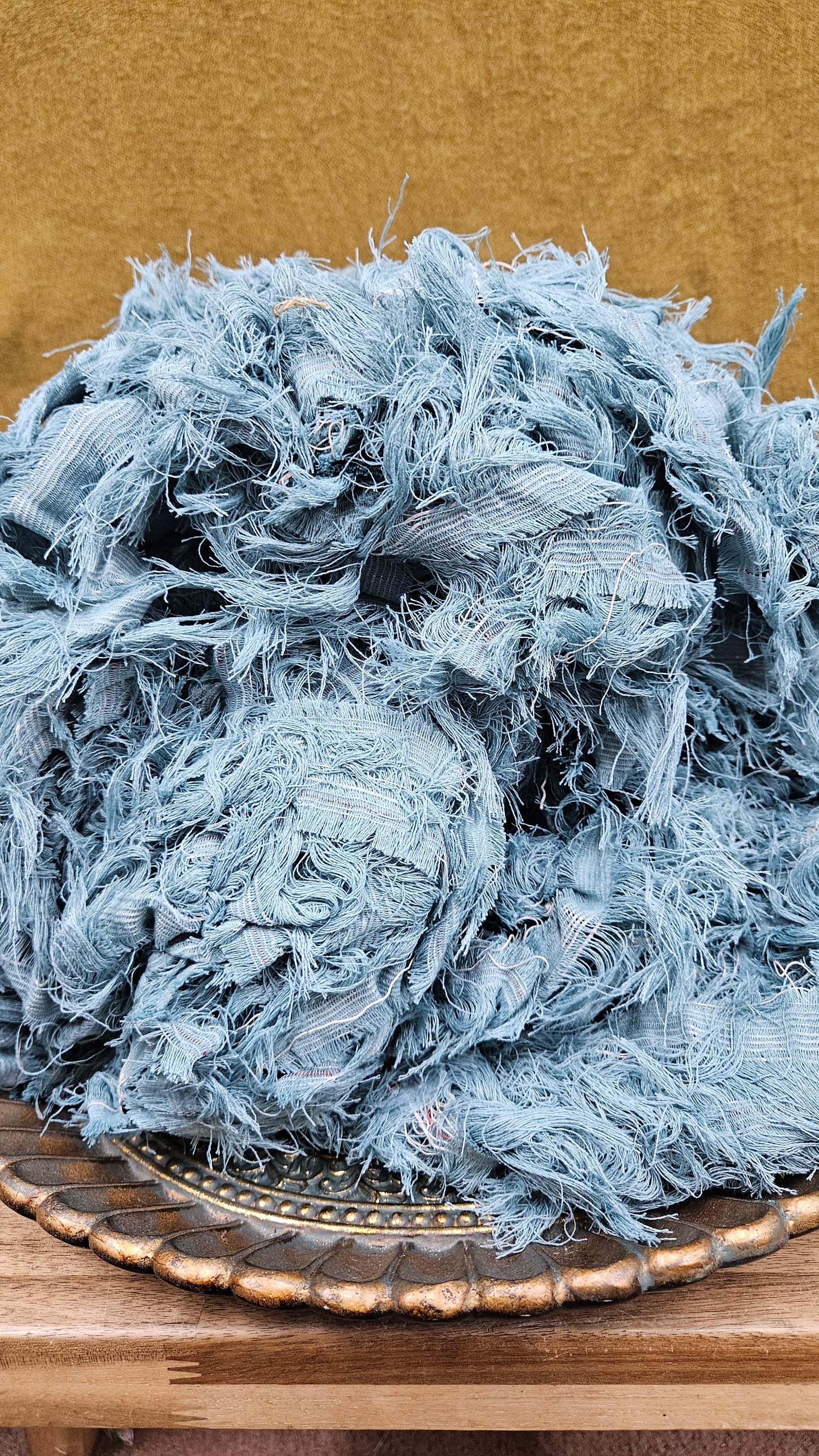 CARIBBEAN SEA - shaggy fringe ribbon for tapestry weaving and fiber art - 4.5 POUNDS