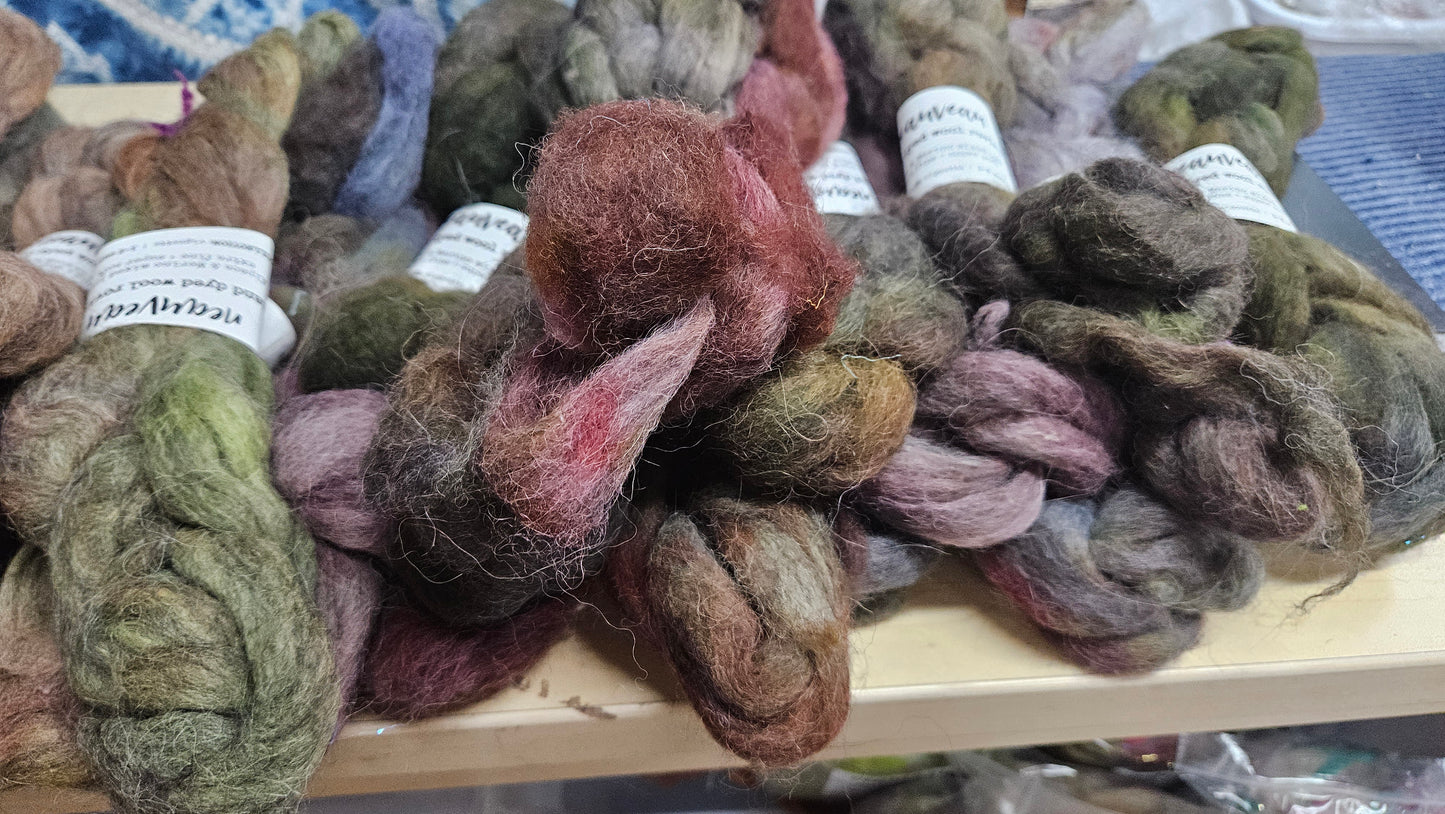 21 braids of hand dyed wool alpaca (2 pound lot)