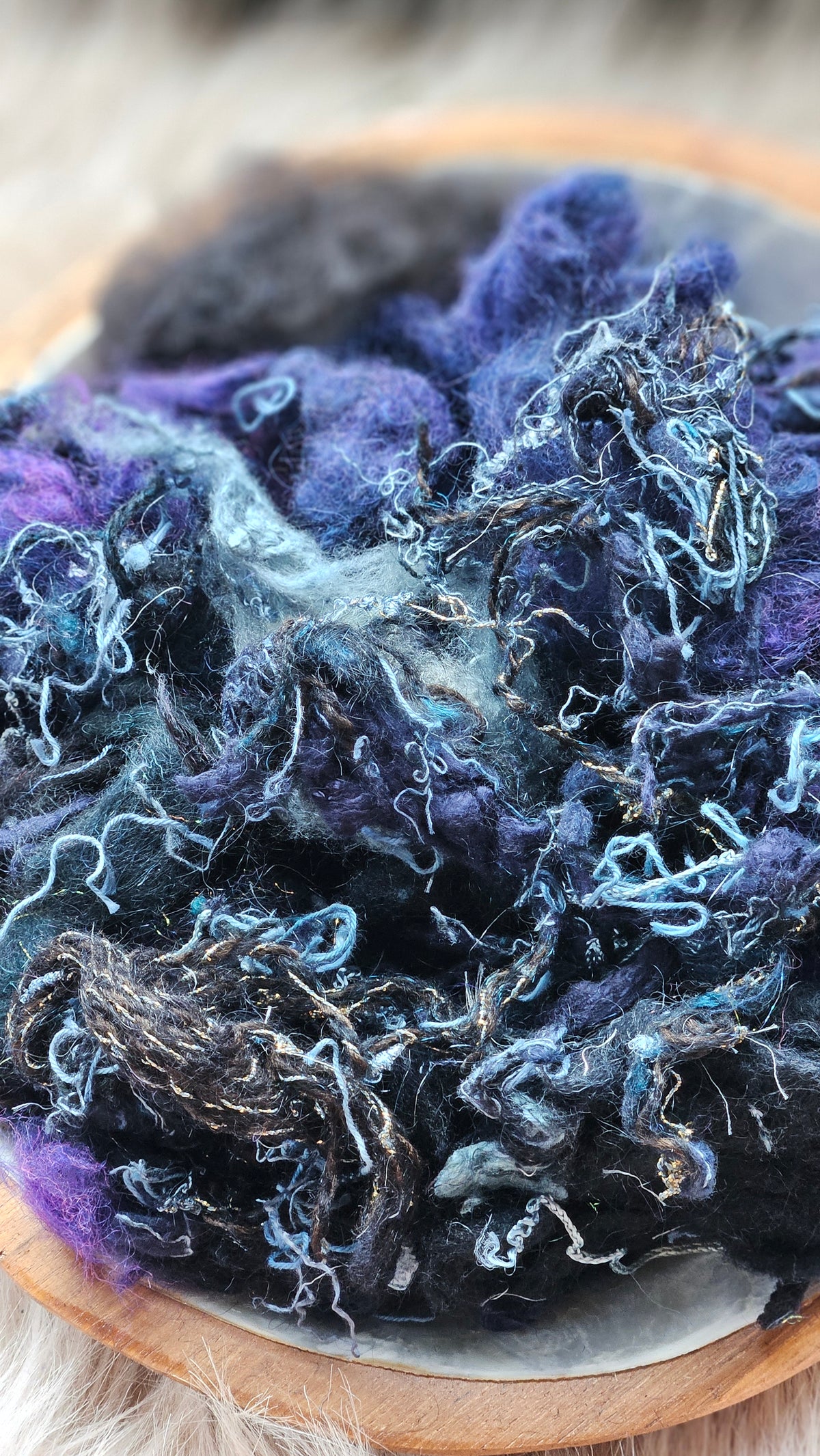 Indigo Honey - hand-dyed wool alpaca bamboo texture blend - 4 ounces | 114 grams