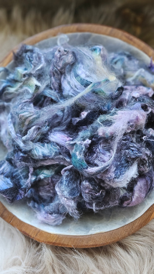 Blueberry Jam - hand-dyed fine wool and silky bamboo mill ends - 5 oz |  142 g