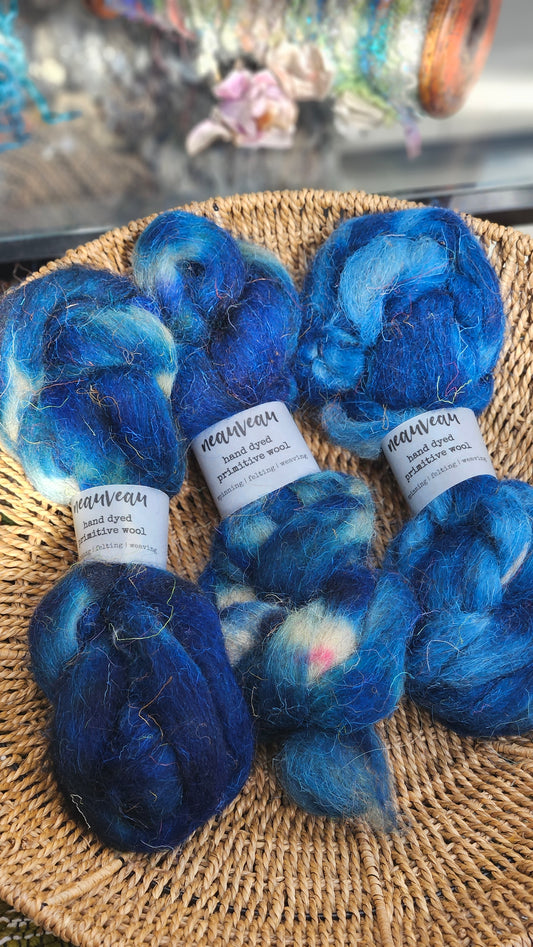Woolhouse - primitive hand dyed wool roving for felting and blending - 2 ounces | 57 grams