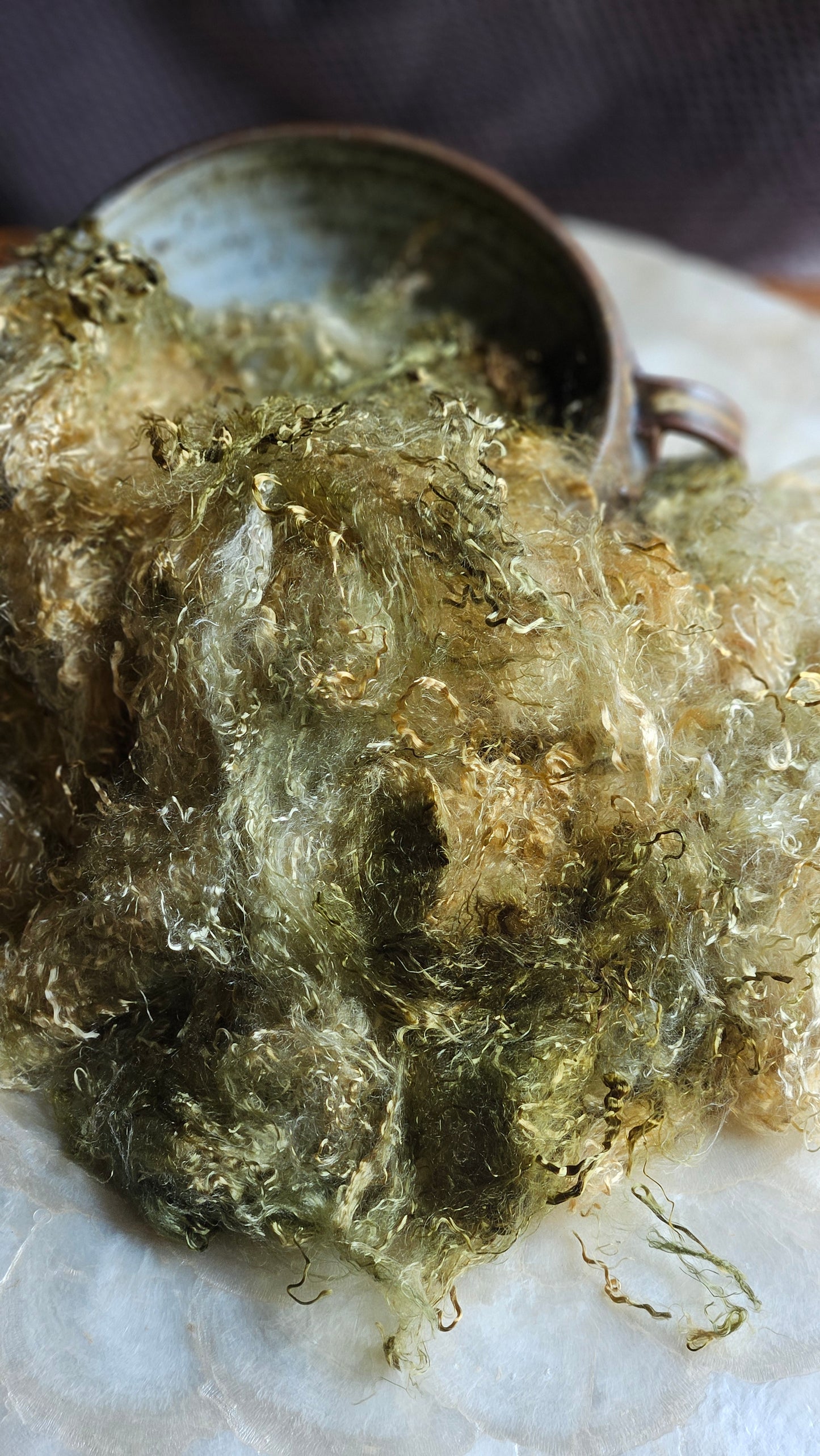 CHRYSOBERYL - hand-dyed eucalyptus crimp faux-silk for art yarn embellishing, fiber blending, felting, and papermaking - 2 oz | 57 g