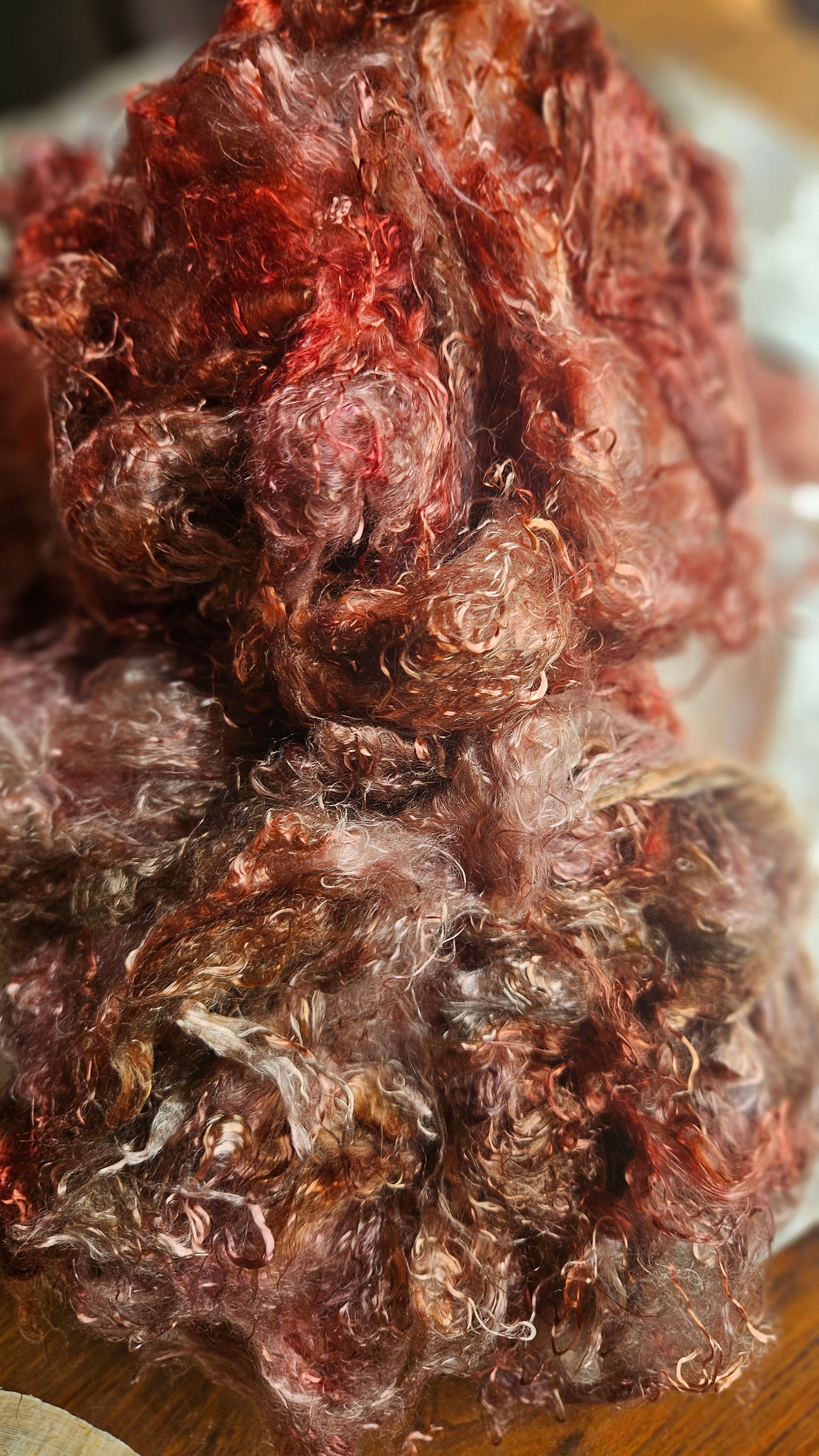 RUBELLITE - hand-dyed eucalyptus crimp faux-silk for art yarn embellishing, fiber blending, felting, and papermaking - 2 oz | 57 g