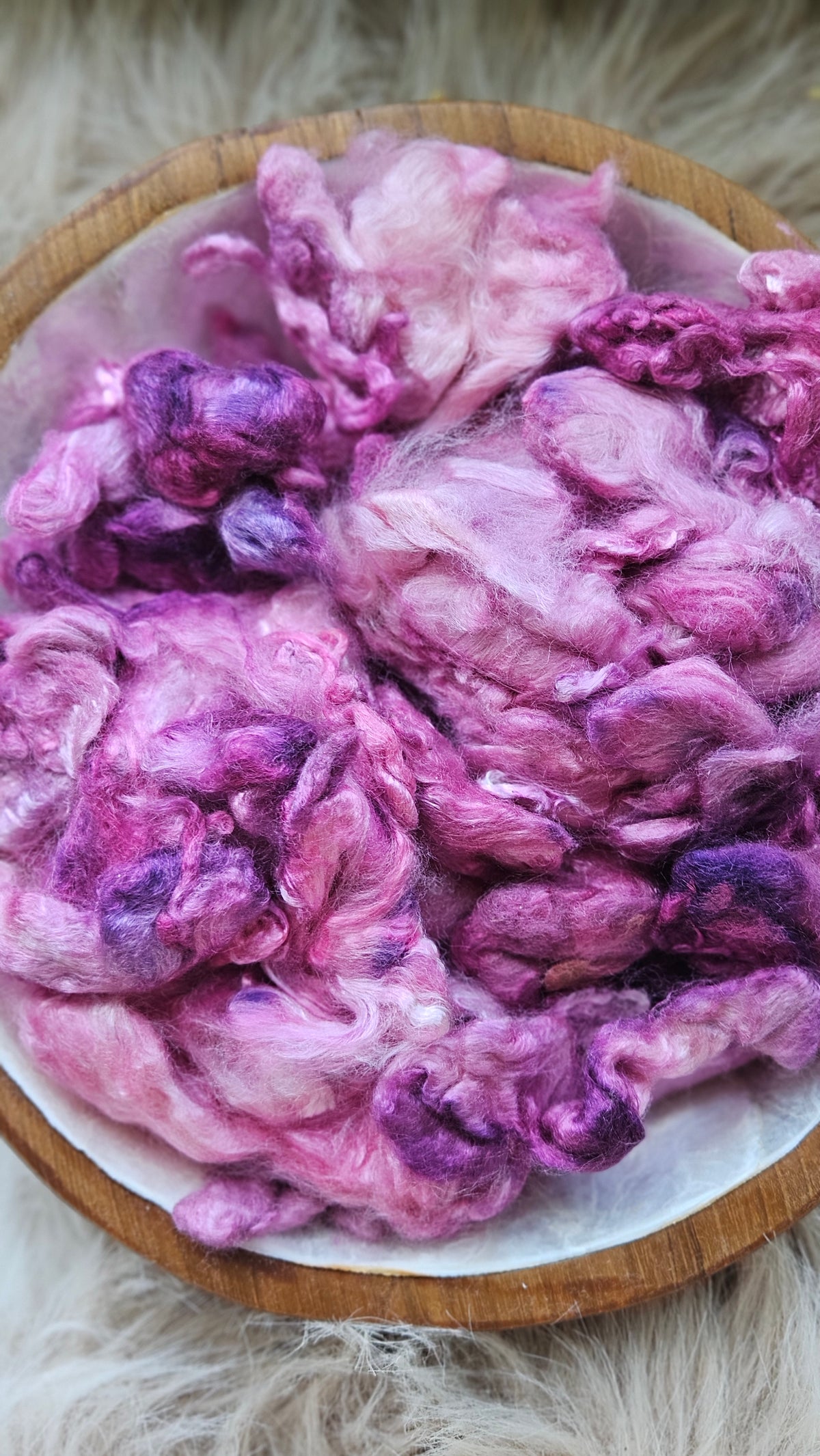 Mixed Berry - hand-dyed fine wool and silky bamboo mill ends - 5 oz |  142 g