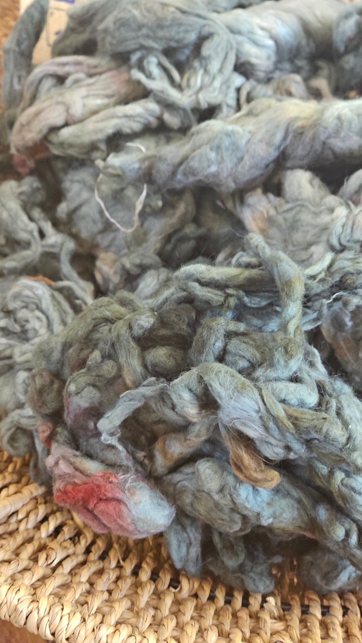 SOBEK Hand-Dyed Organic Extra Fine Cotton Noil for fiber art, texture blending, and papermaking - 1 ounce | 28 grams