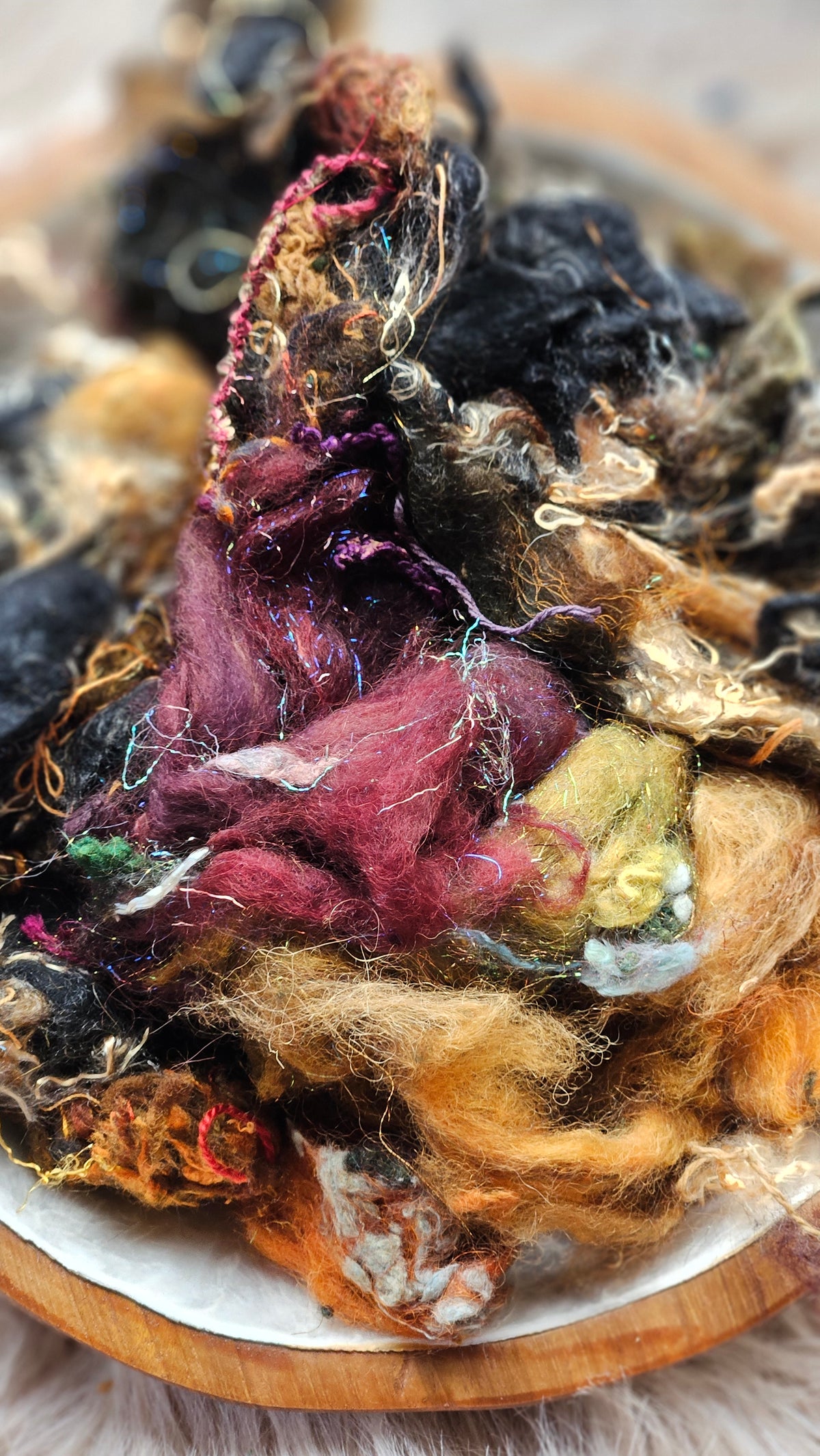 Ragged Reverie - hand-dyed wool alpaca bamboo texture blend - 4 ounces | 114 grams