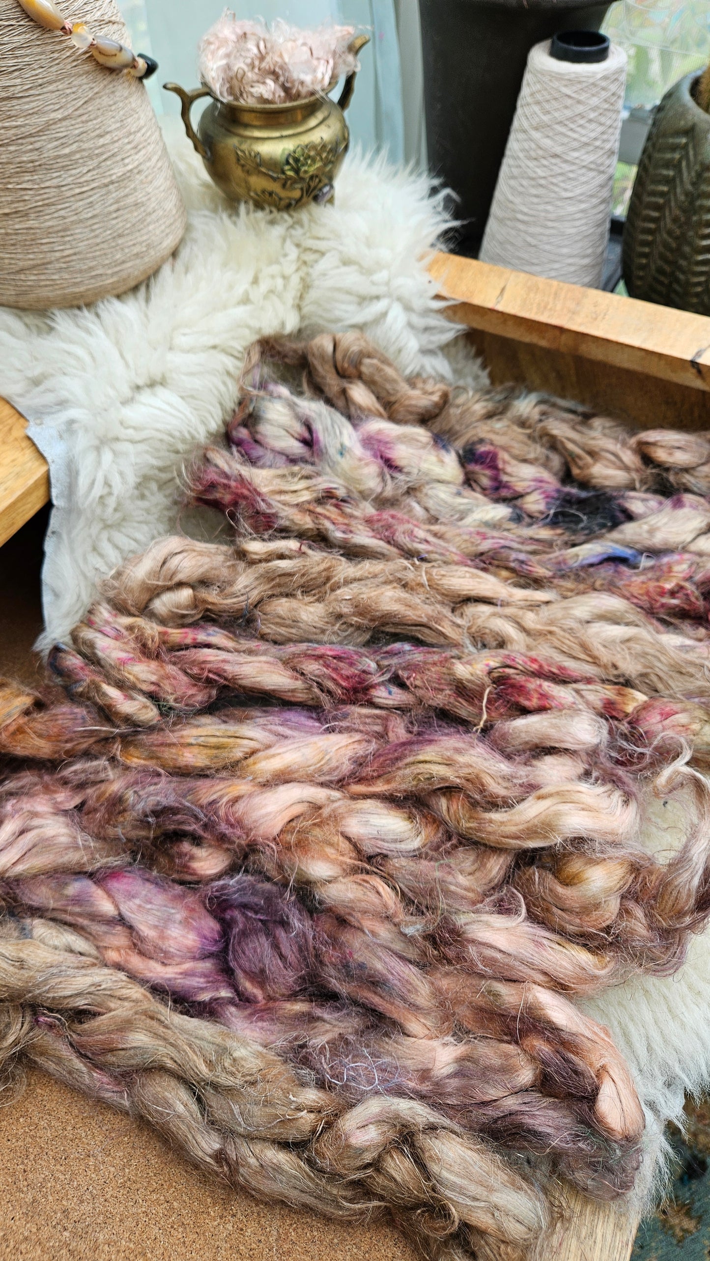 MAID MARIAN Hand-Dyed Fine Hemp for fiber art, texture blending, and papermaking - 2 ounces | 57 grams