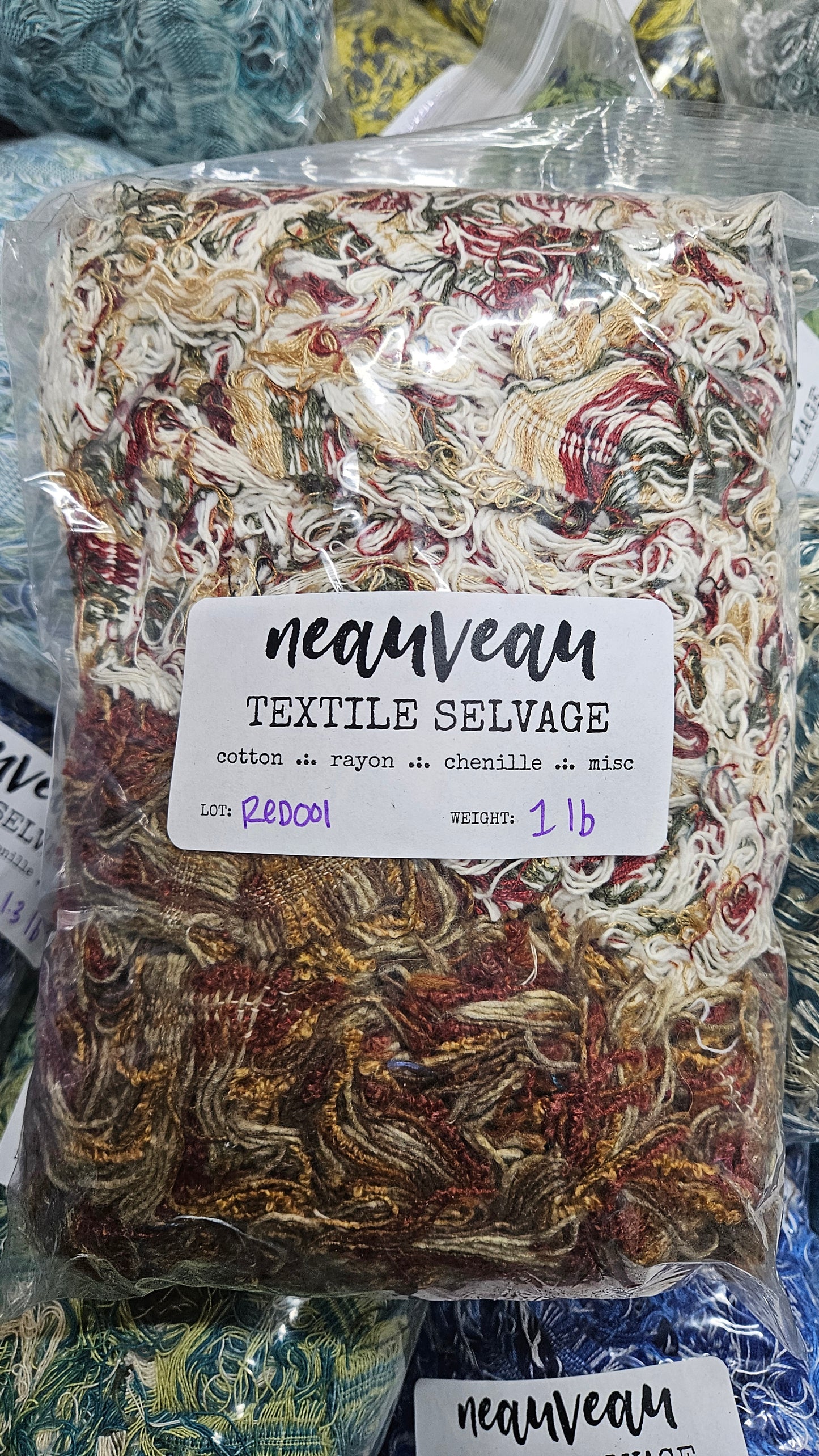 RED EARTH - textile selvedge for rug and art weaving and art yarn - RED001 (1 lb)