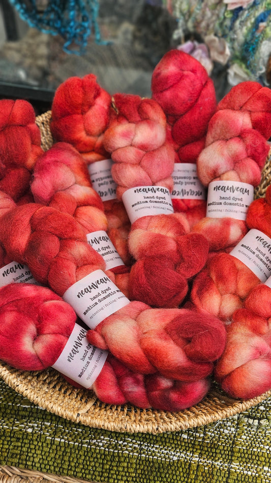Jungle Fowl - hand dyed domestic wool roving for felting and blending - 2 ounces | 57 grams