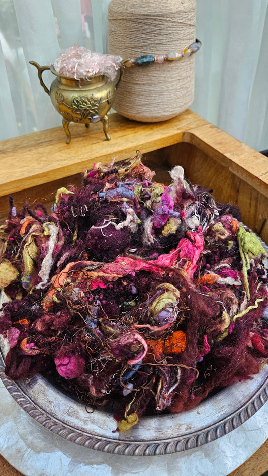 BOG WOOD - Hand-Dyed Alpaca Bamboo Texture Blend for art yarn embellishing, texture blending, felting, mixed media, and fiber art - 4 ounces | 114 grams