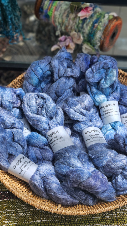 Midnight Pearl - wool bamboo roving for felting and blending - 2 ounces | 57 grams