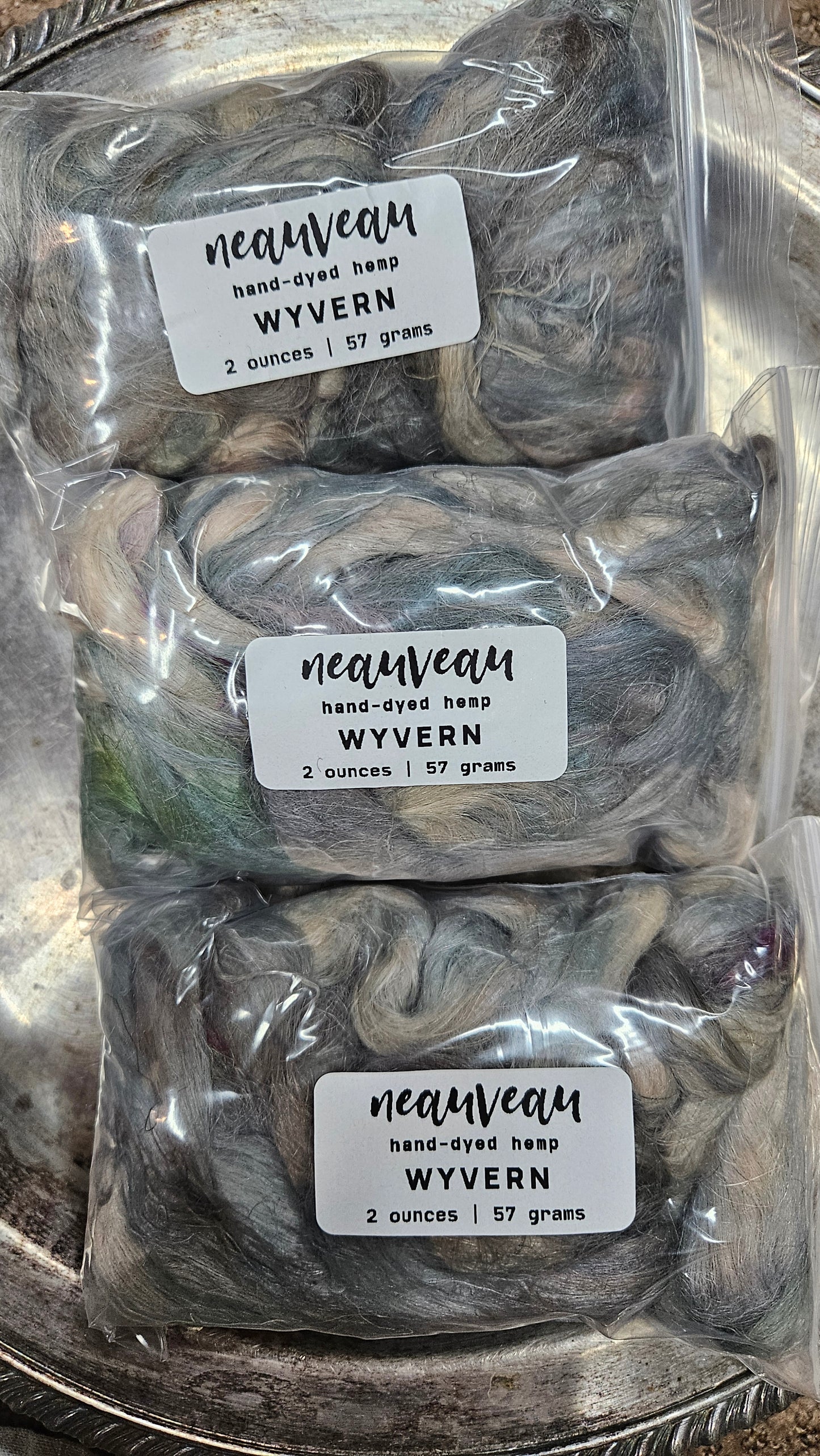 WYVERN Hand-Dyed Fine Hemp for fiber art, texture blending, and papermaking - 2 ounces | 57 grams