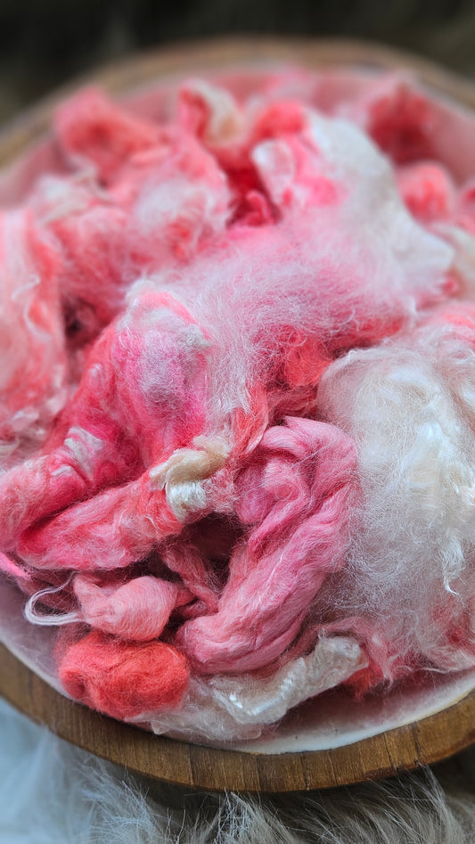 Mooncake - hand-dyed fine wool and silky bamboo mill ends - 5 oz |  142 g