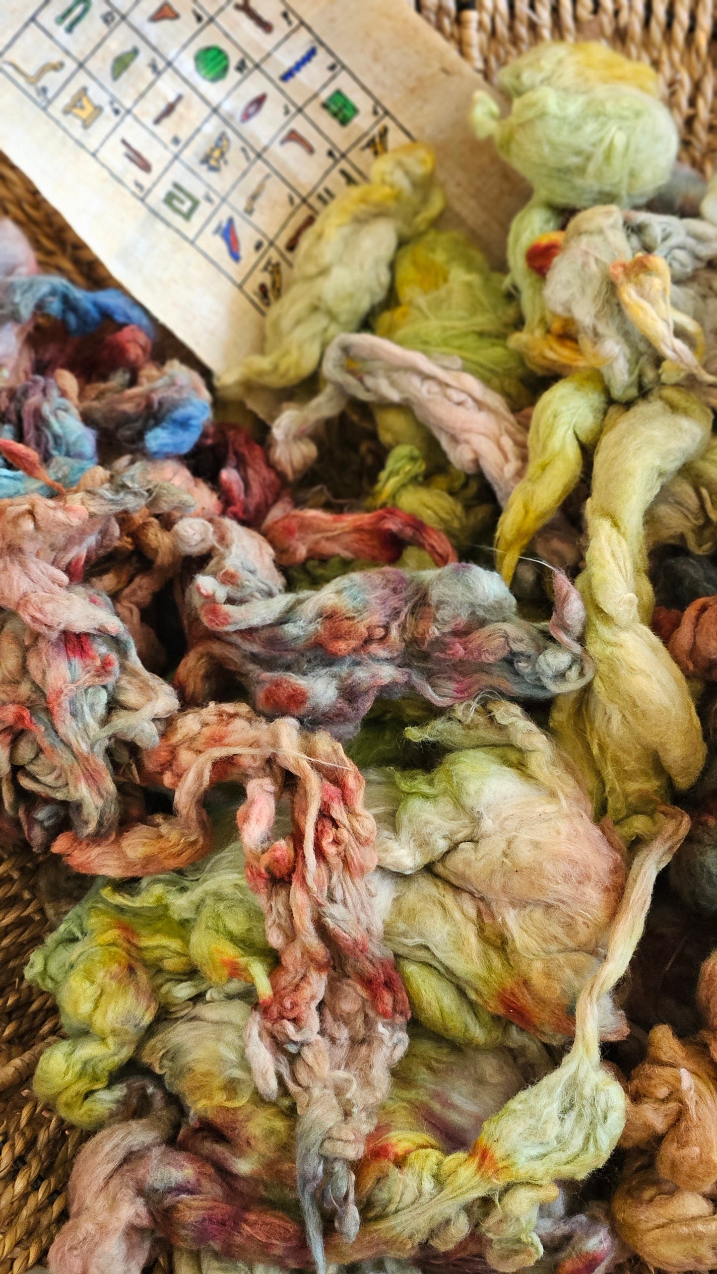 ANKH Hand-Dyed Organic Extra Fine Cotton Noil for fiber art, texture blending, and papermaking - 1 ounce | 28 grams