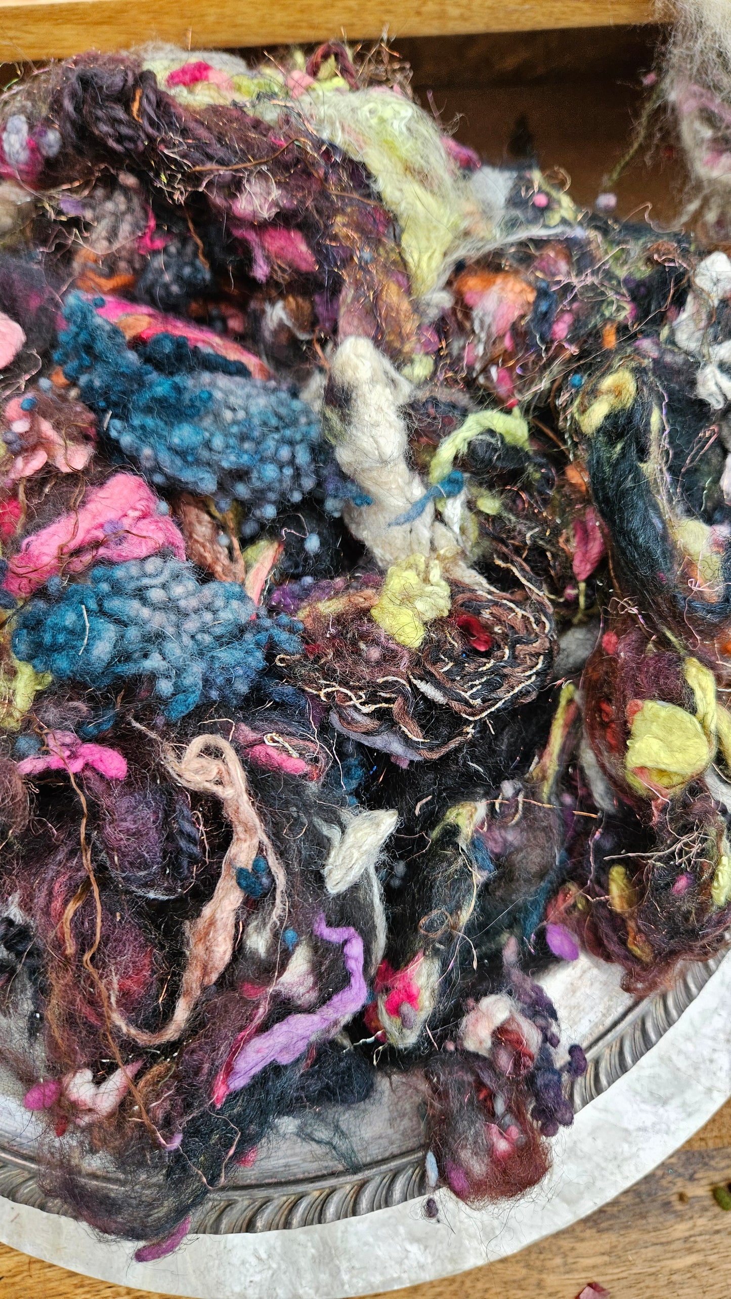 FIRST LIGHT - Hand-Dyed Alpaca Bamboo Texture Blend for art yarn embellishing, texture blending, felting, mixed media, and fiber art - 4 ounces | 114 grams