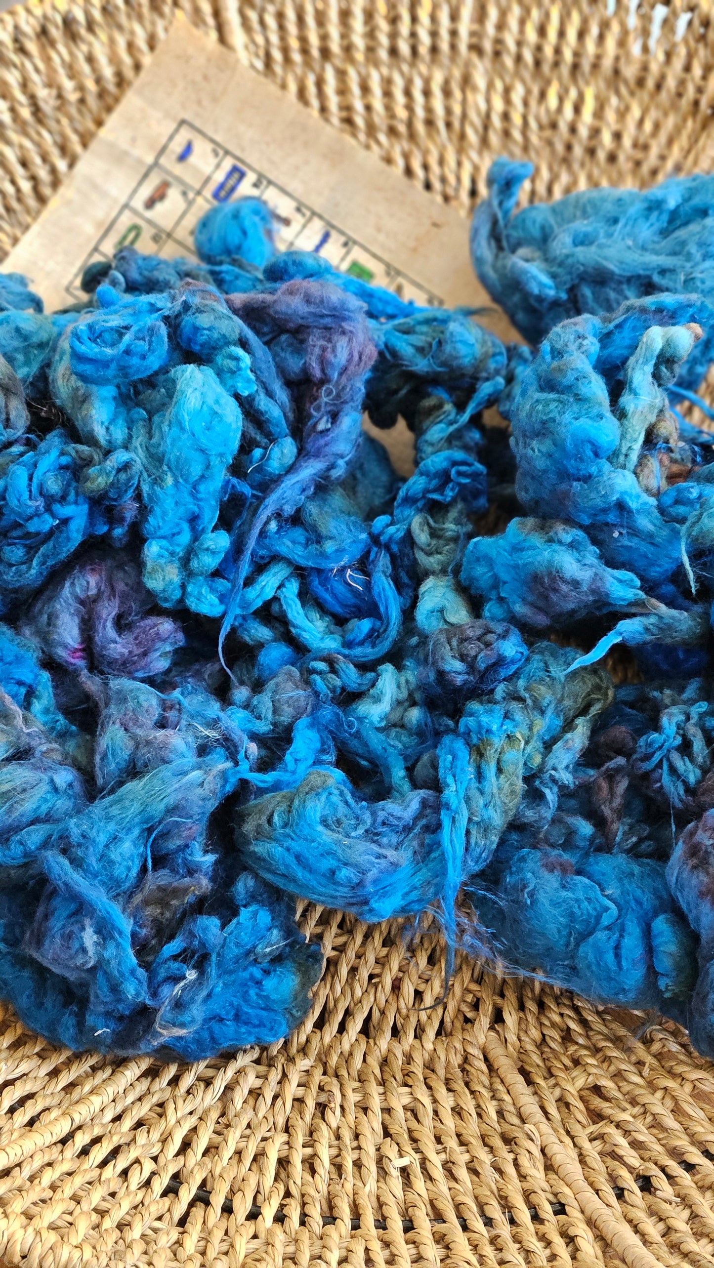 ISIS Hand-Dyed Organic Extra Fine Cotton Noil for fiber art, texture blending, and papermaking - 1 ounce | 28 grams