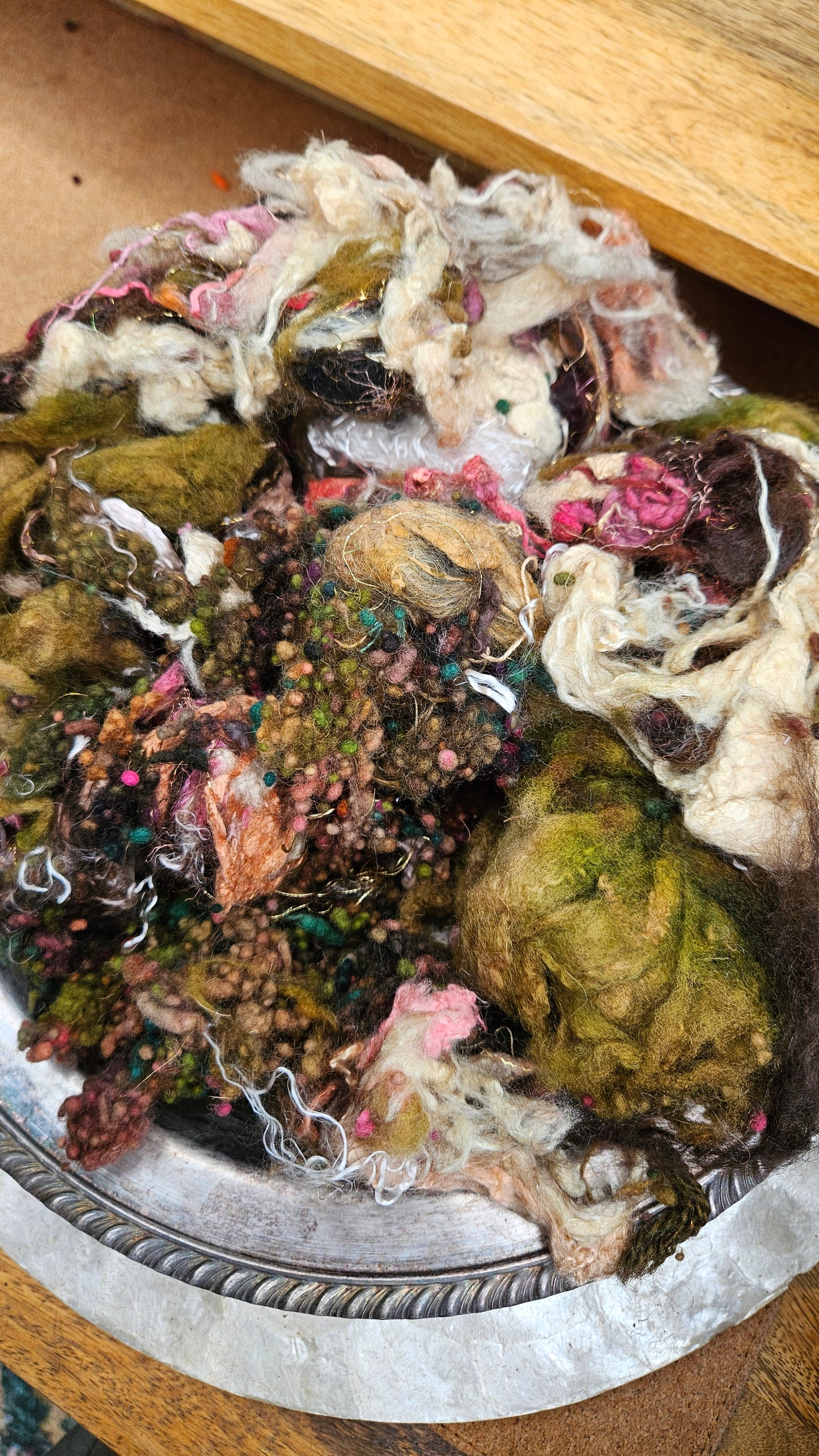 MIDSUMMER GARDEN - Hand-Dyed Alpaca Bamboo Texture Blend for art yarn embellishing, texture blending, felting, mixed media, and fiber art - 4 ounces | 114 grams