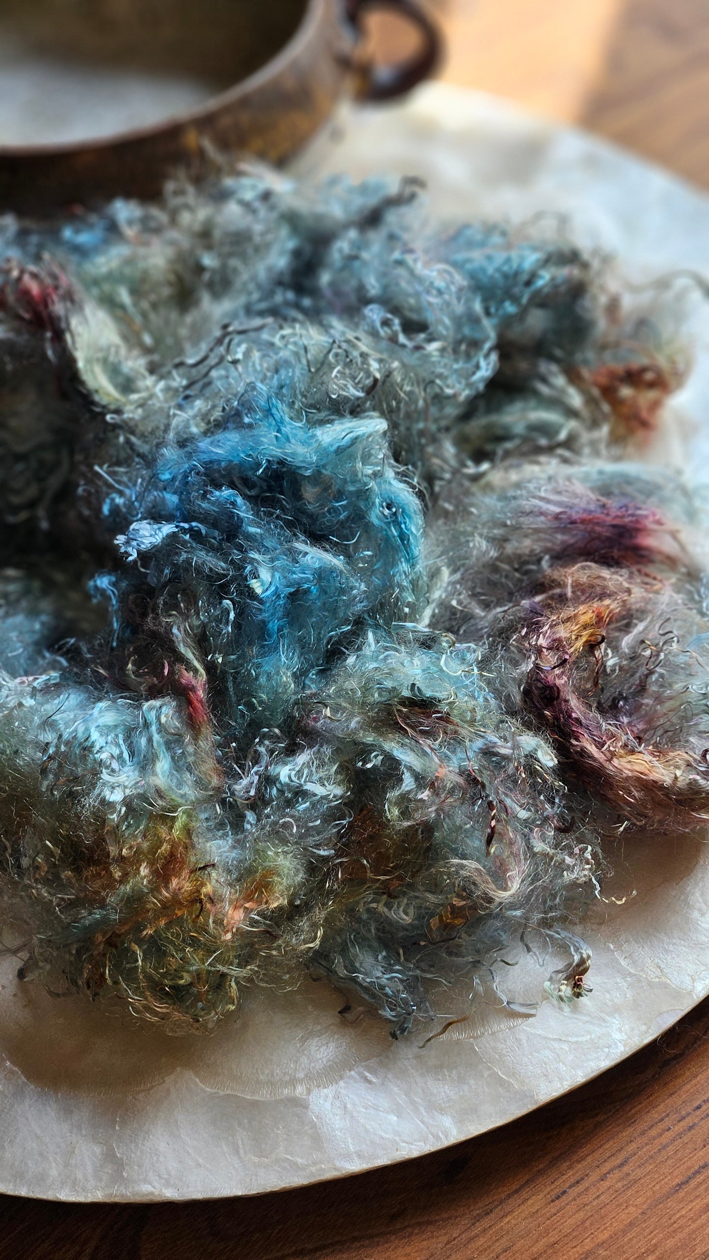 GRANDIDIERITE - hand-dyed eucalyptus crimp faux-silk for art yarn embellishing, fiber blending, felting, and papermaking - 2 oz | 57 g