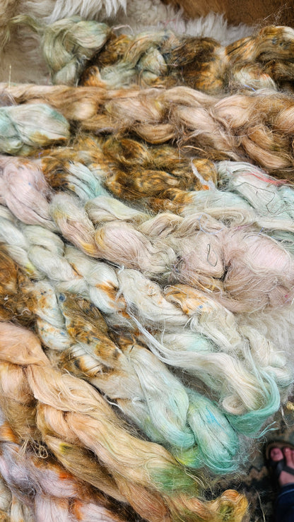 GRIFFIN - rare hand-dyed hemp top for carding into art batts - 2 ounces | 57 grams