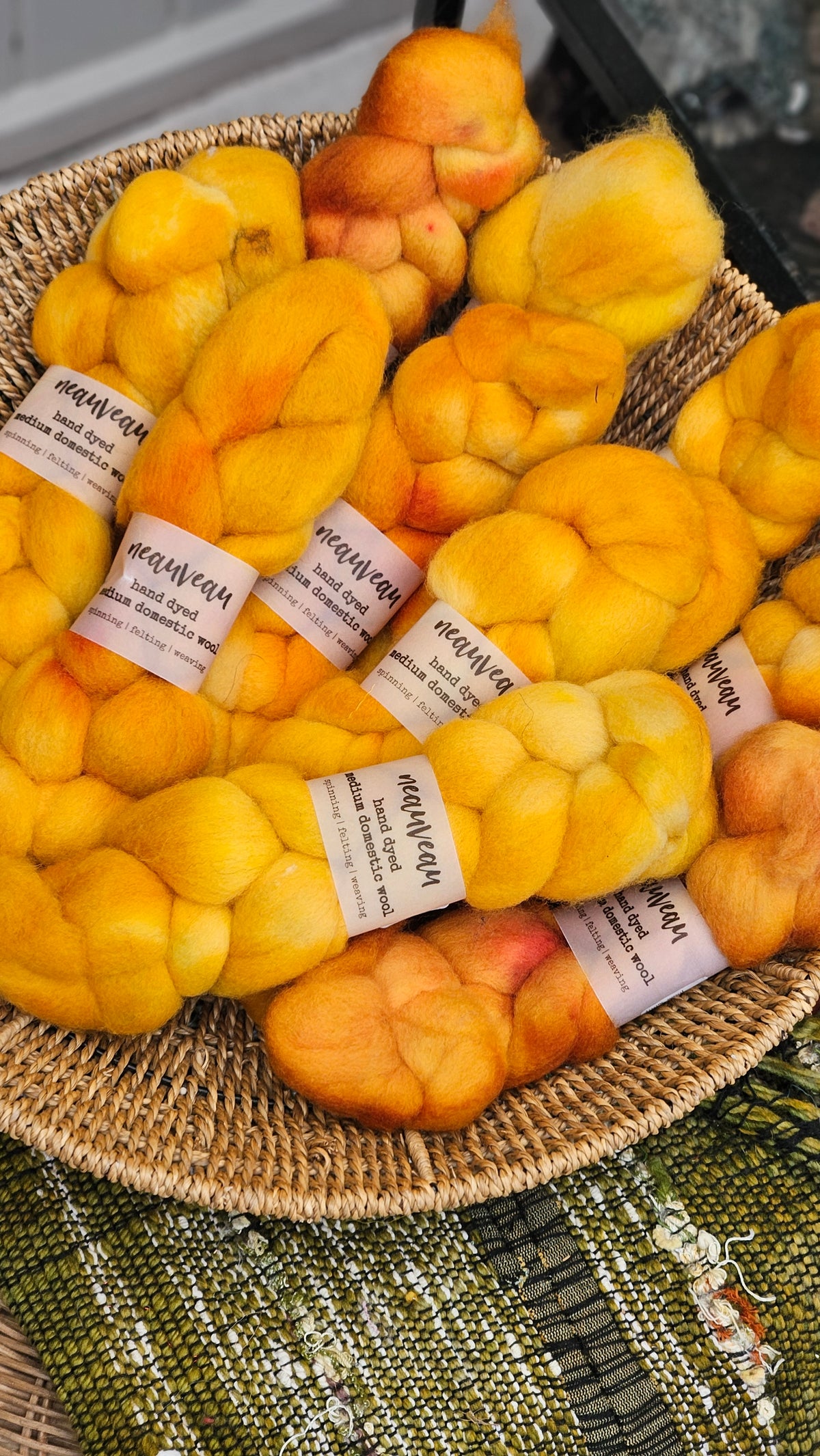 Oriole - hand dyed domestic wool roving for felting and blending - 2 ounces | 57 grams