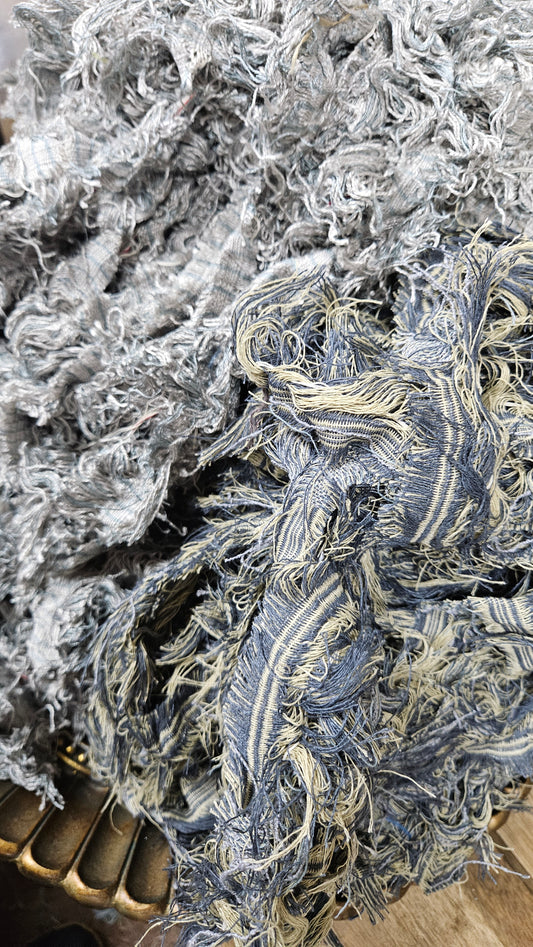 BULK 14 - shaggy fringe ribbon for tapestry weaving and fiber art - 4.8 POUNDS