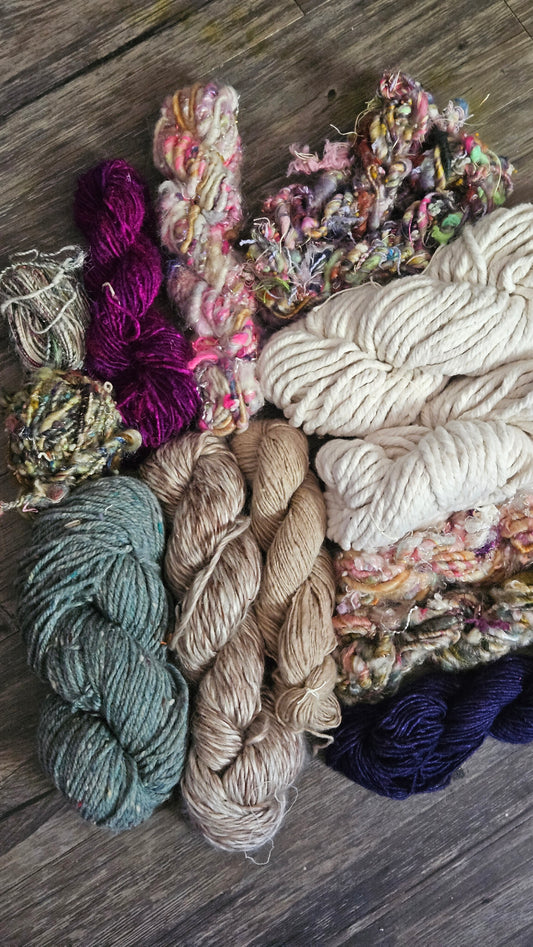 2.5 POUND Bulky Yarn Lot - Handspun Samples and Noro and Cotton