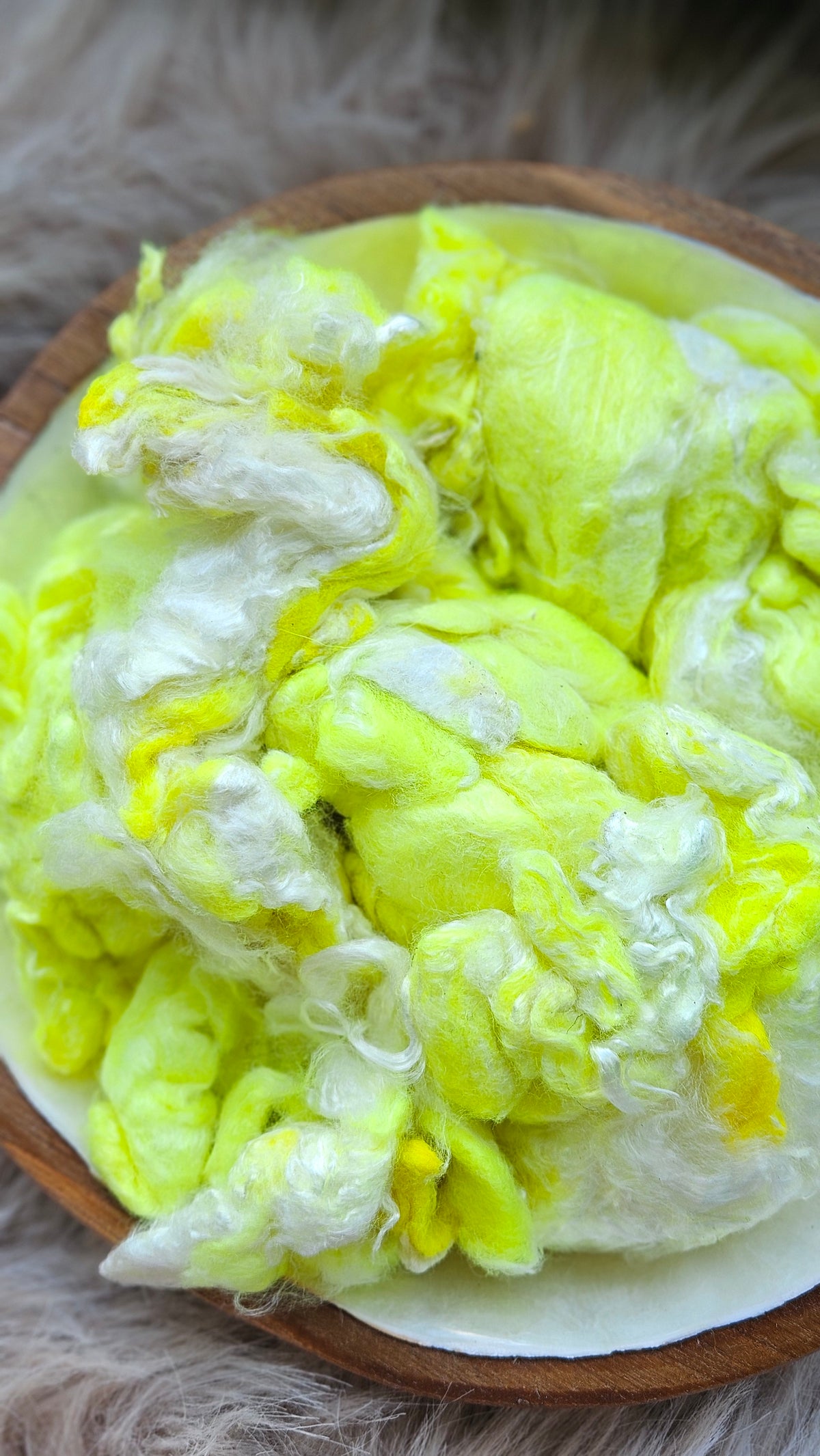 Lemon Merengue - hand-dyed fine wool and silky bamboo mill ends - 5 oz |  142 g