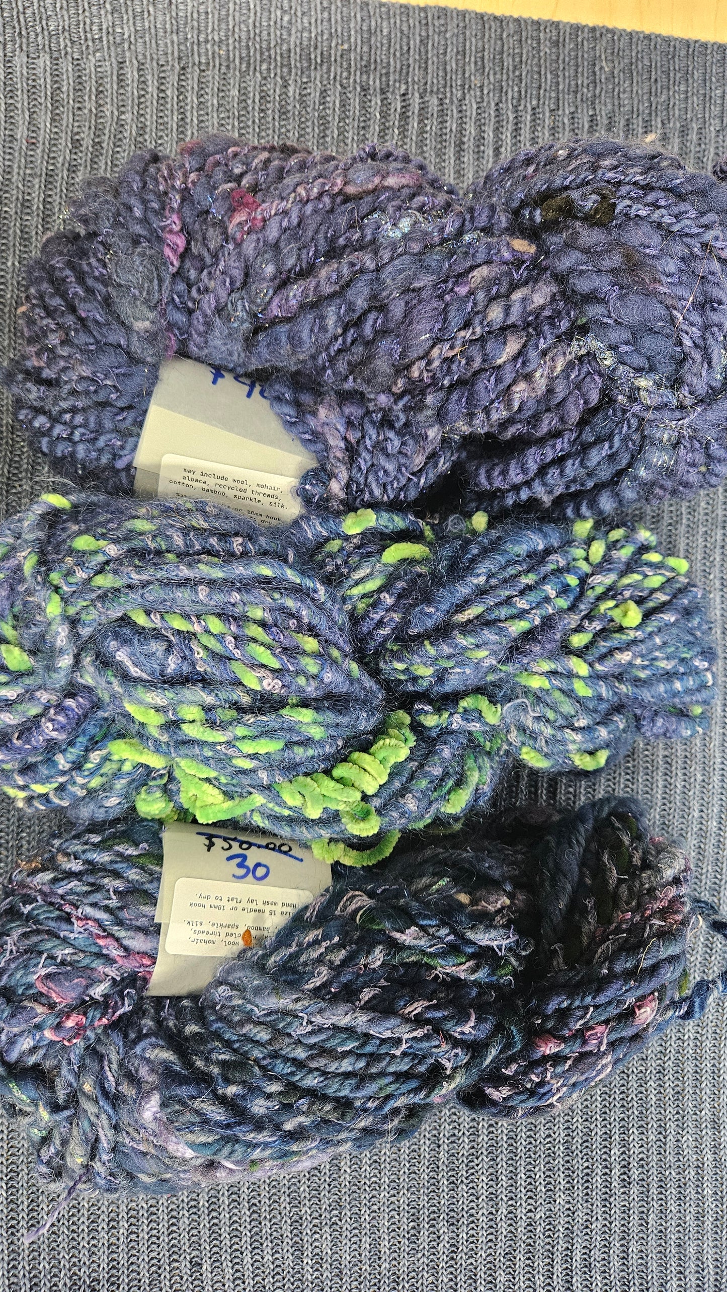 Handspun Yarn Lot - 3 Skeins Blueberry