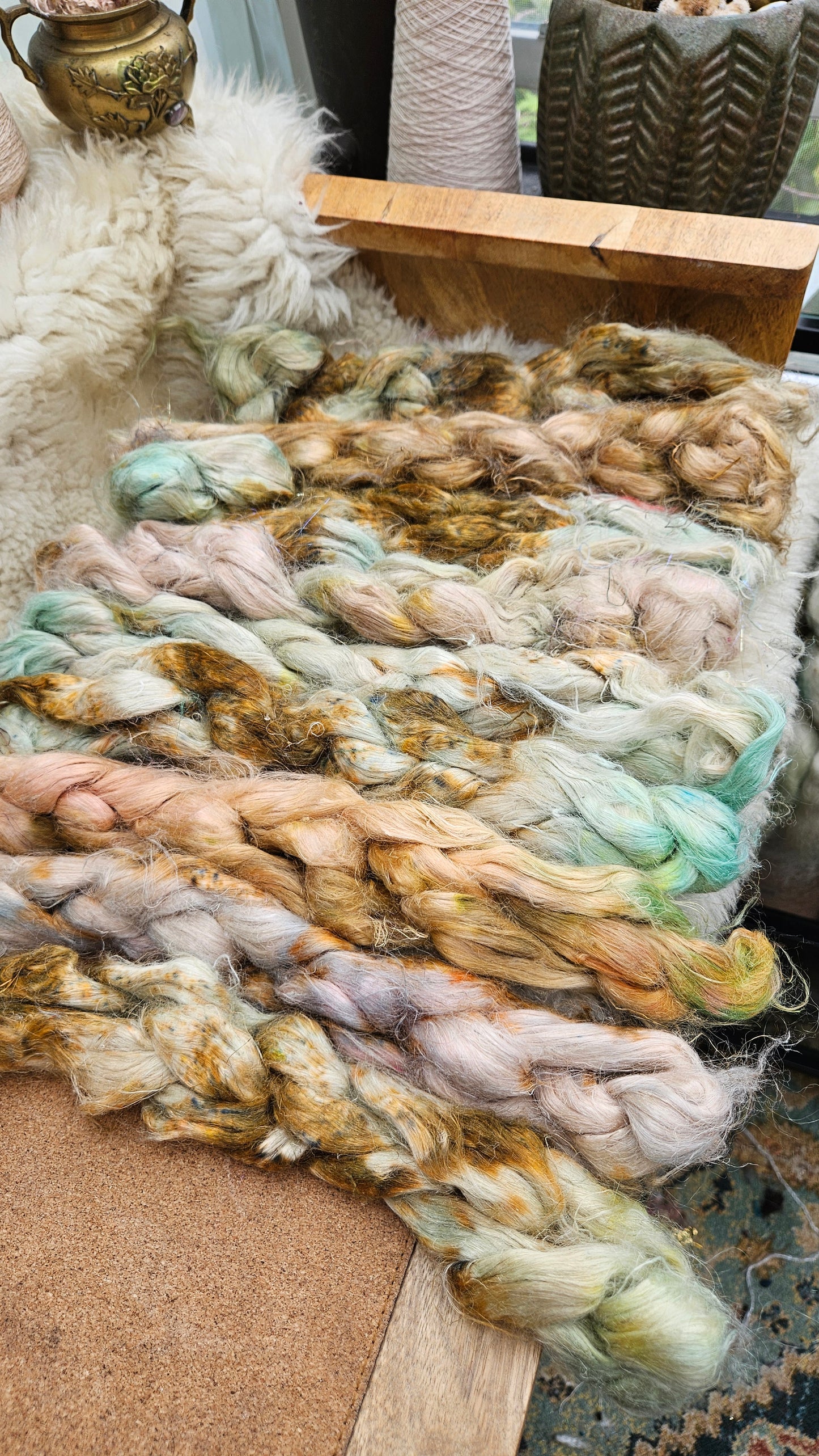 GRIFFIN Hand-Dyed Fine Hemp for fiber art, texture blending, and papermaking - 2 ounces | 57 grams