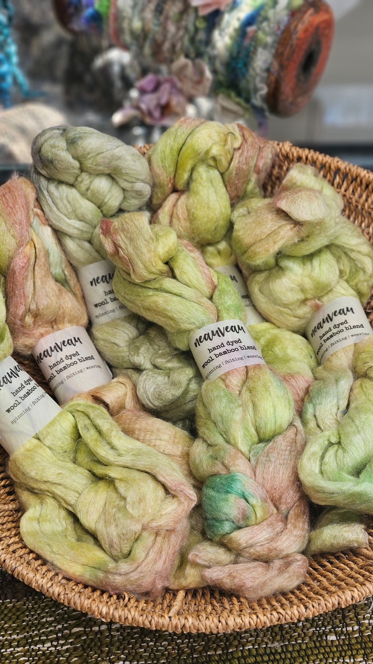 Spring Pearl - wool bamboo roving for felting and blending - 2 ounces | 57 grams