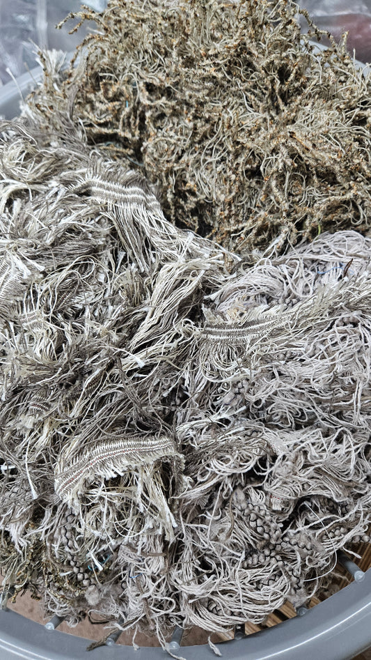 FANCY NEUTRALS - bulk textile selvedge for rug weaving and art yarn - 5 POUNDS