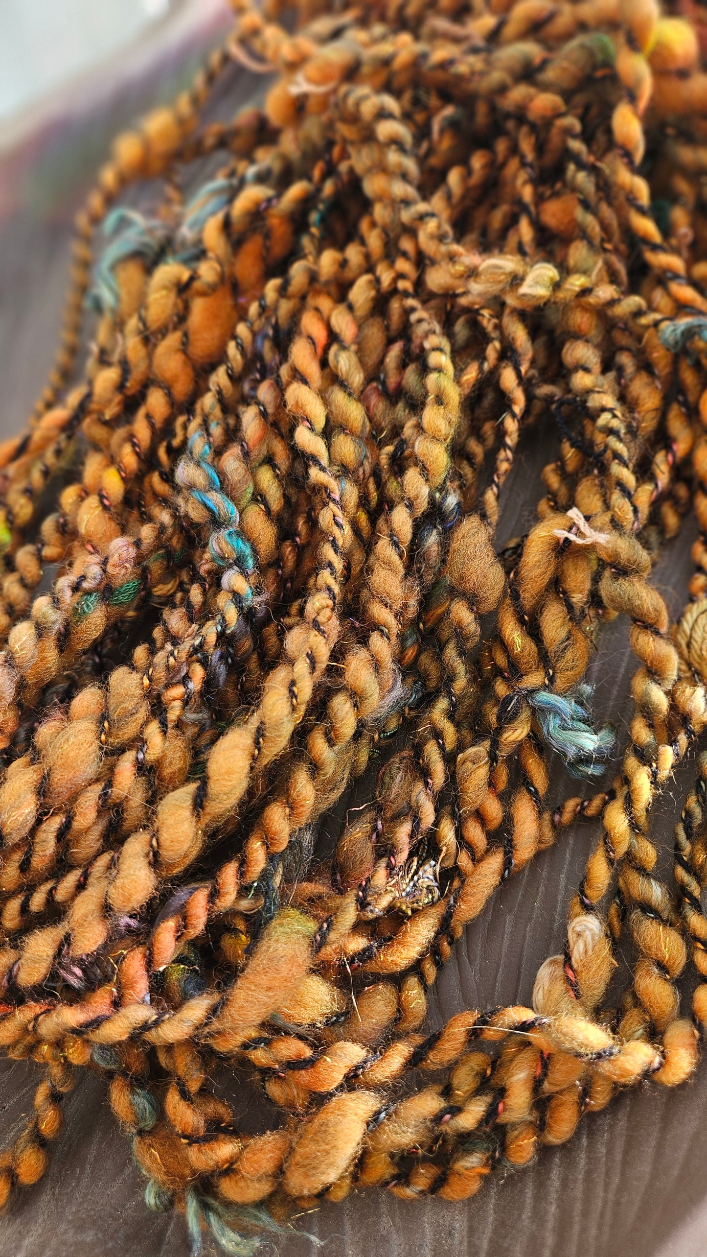 ASH + APRICOT - Bulky Handspun Art Yarn XL Skein - 24 yards | 2 ounces | 57 grams