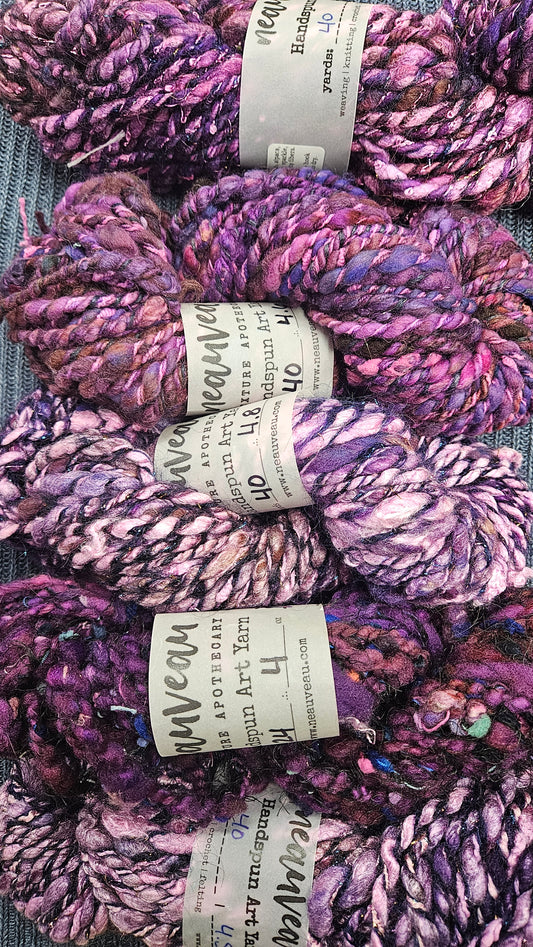 Handspun Yarn Lot - 5 Skeins Boysenberry