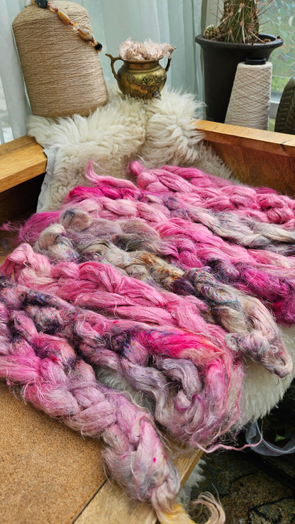 ISOLDE - rare hand-dyed hemp top for carding into art batts - 2 ounces | 57 grams