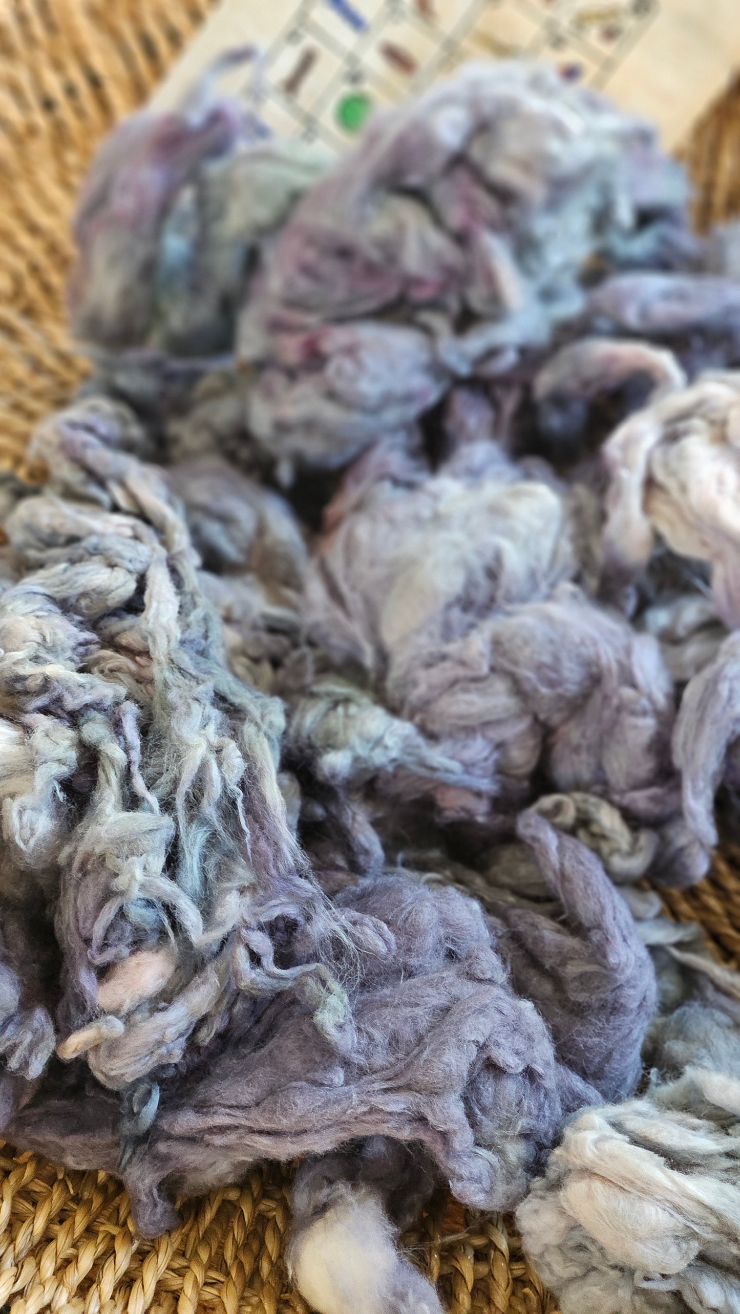 SETI Hand-Dyed Organic Extra Fine Cotton Noil for fiber art, texture blending, and papermaking - 1 ounce | 28 grams