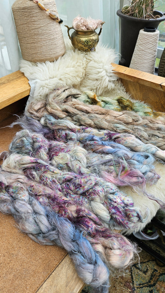 CHALICE Hand-Dyed Fine Hemp for fiber art, texture blending, and papermaking - 2 ounces | 57 grams