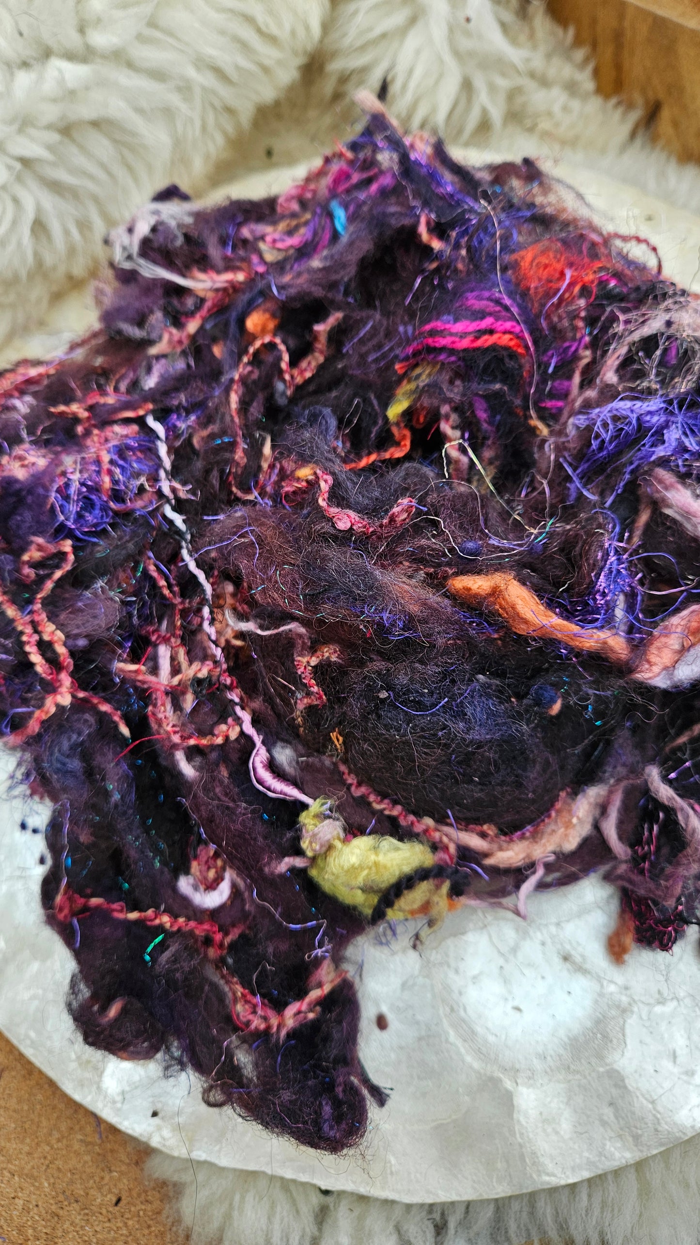 SOLSTICE VINEYARD - Hand-Dyed Alpaca Bamboo Texture Blend for art yarn embellishing, texture blending, felting, mixed media, and fiber art - 4 ounces | 114 grams