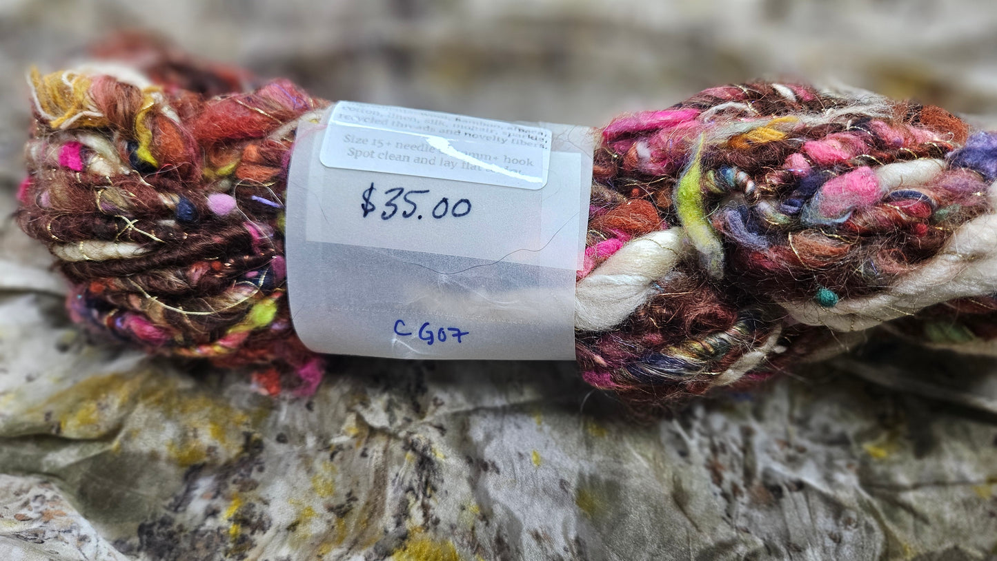 Handspun Bulky Art Yarn - Cinnamon Grove 07