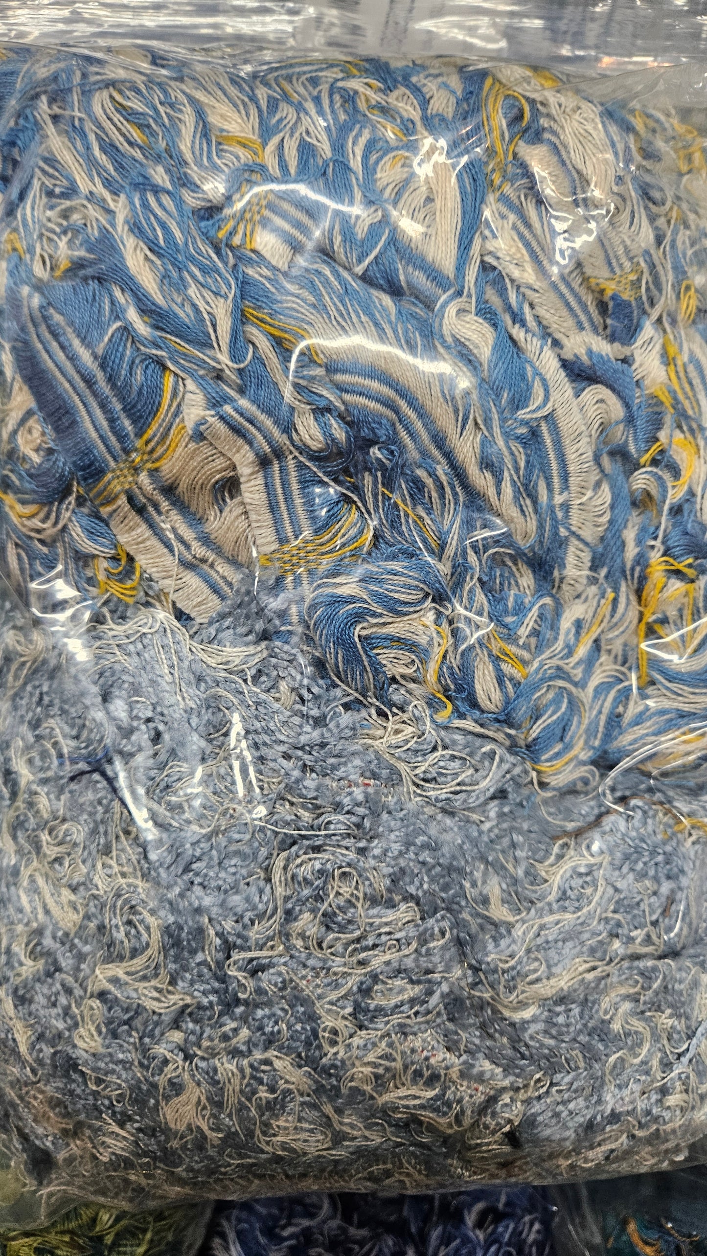 BLUE SKIES - textile selvedge for rug and art weaving and art yarn - SKY002 (1 lb)