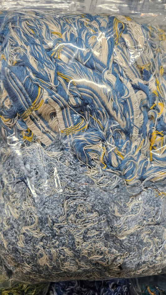 BLUE SKIES - textile selvedge for rug and art weaving and art yarn - SKY002 (1 lb)