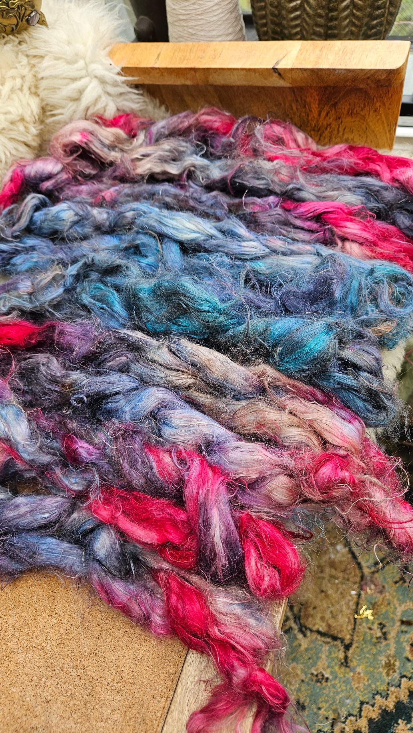 UNICORN Hand-Dyed Fine Hemp for fiber art, texture blending, and papermaking - 2 ounces | 57 grams